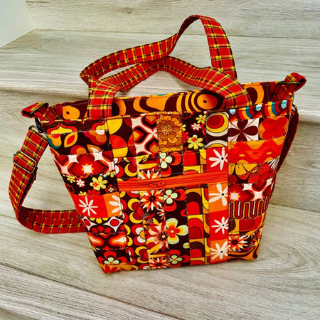 Retro Groove crossbody patchwork tote