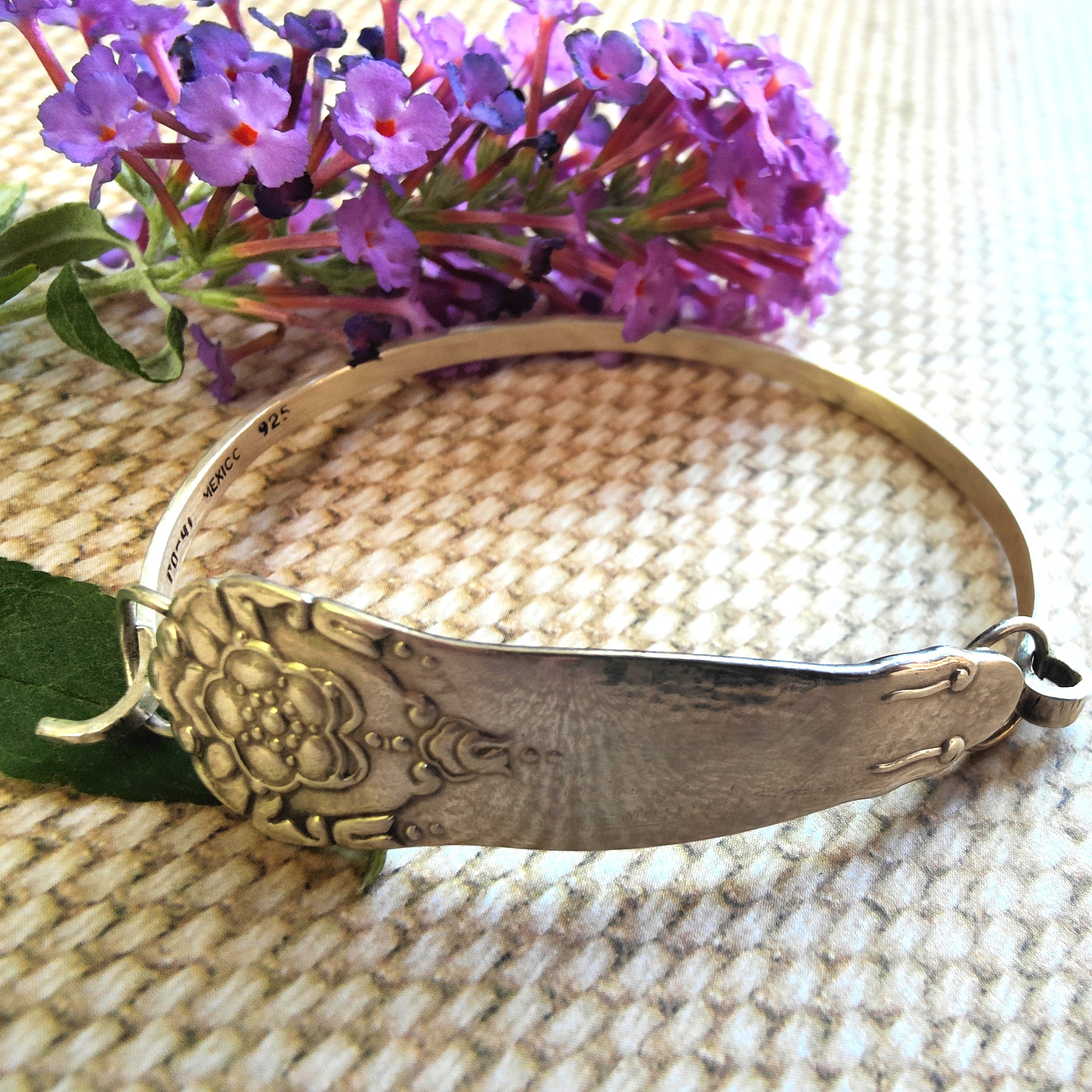 Norwegian Hardanger Sterling Silver Spoon Bracelet | Vintage Floral Nordic Design