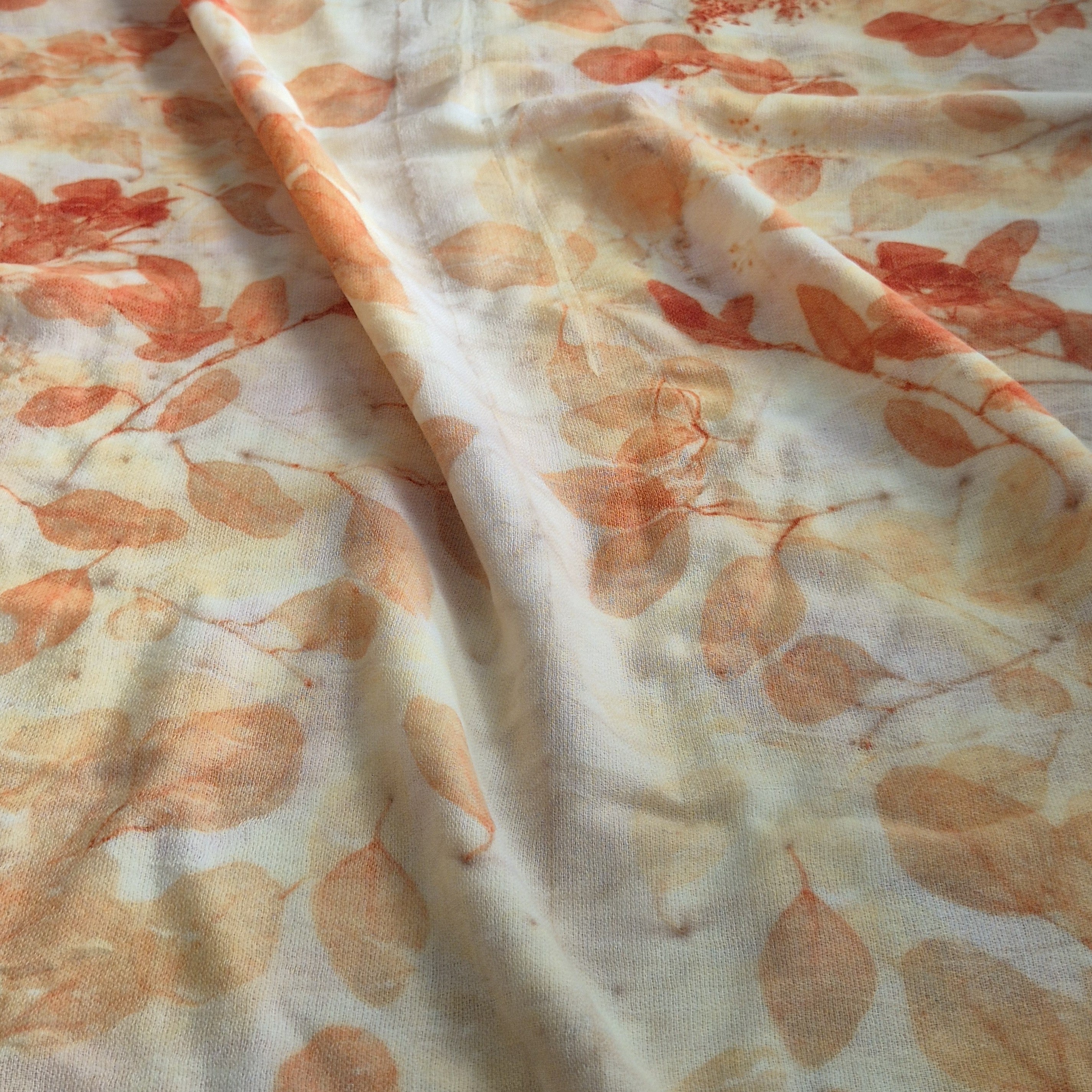 Pure merino wool fine wrap ecoprinted