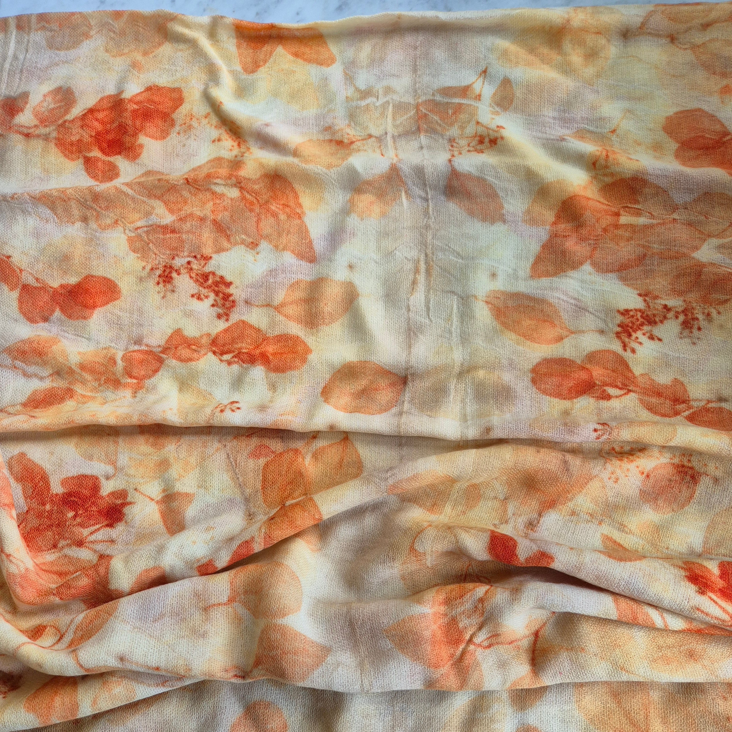 Pure merino wool fine wrap ecoprinted