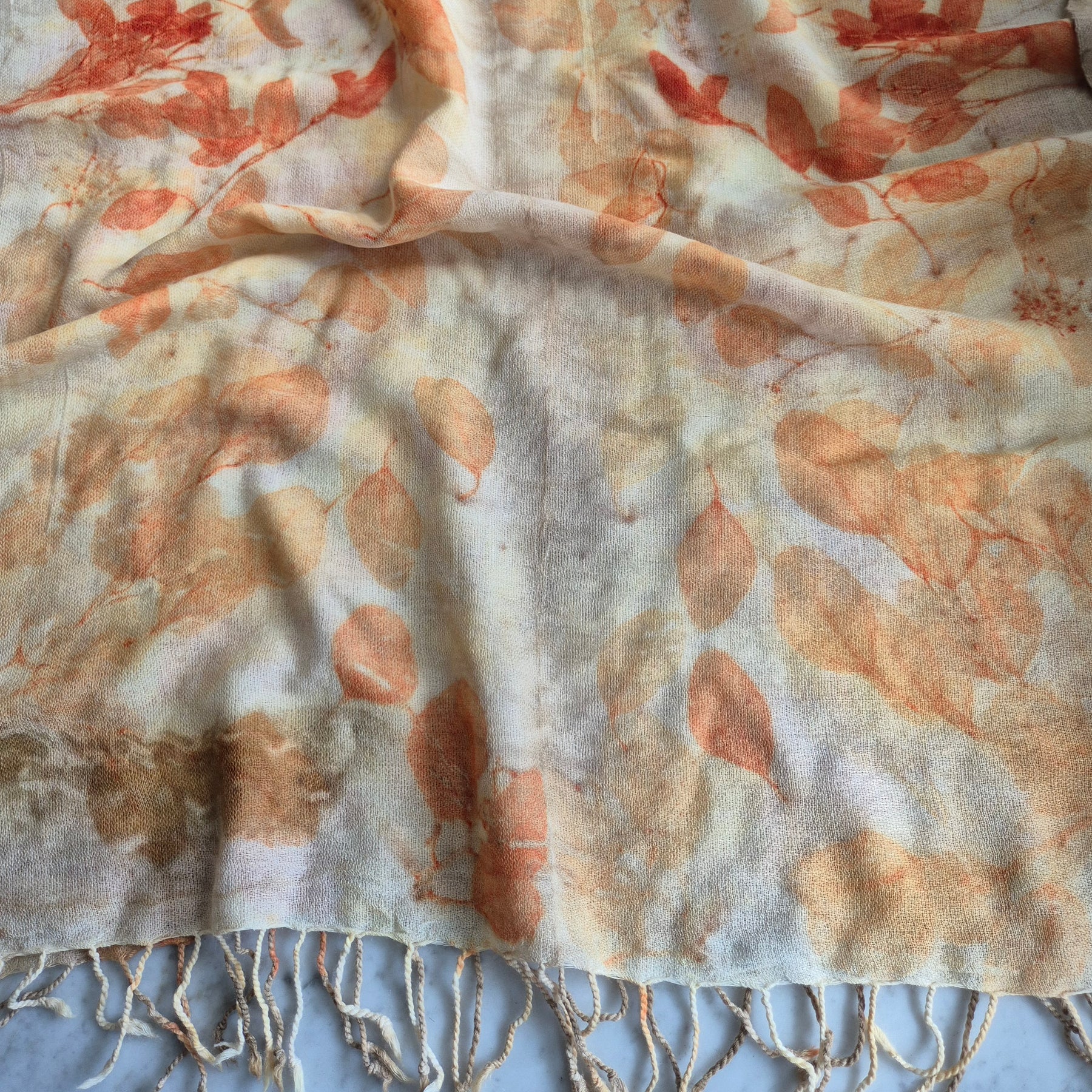 Pure merino wool fine wrap ecoprinted