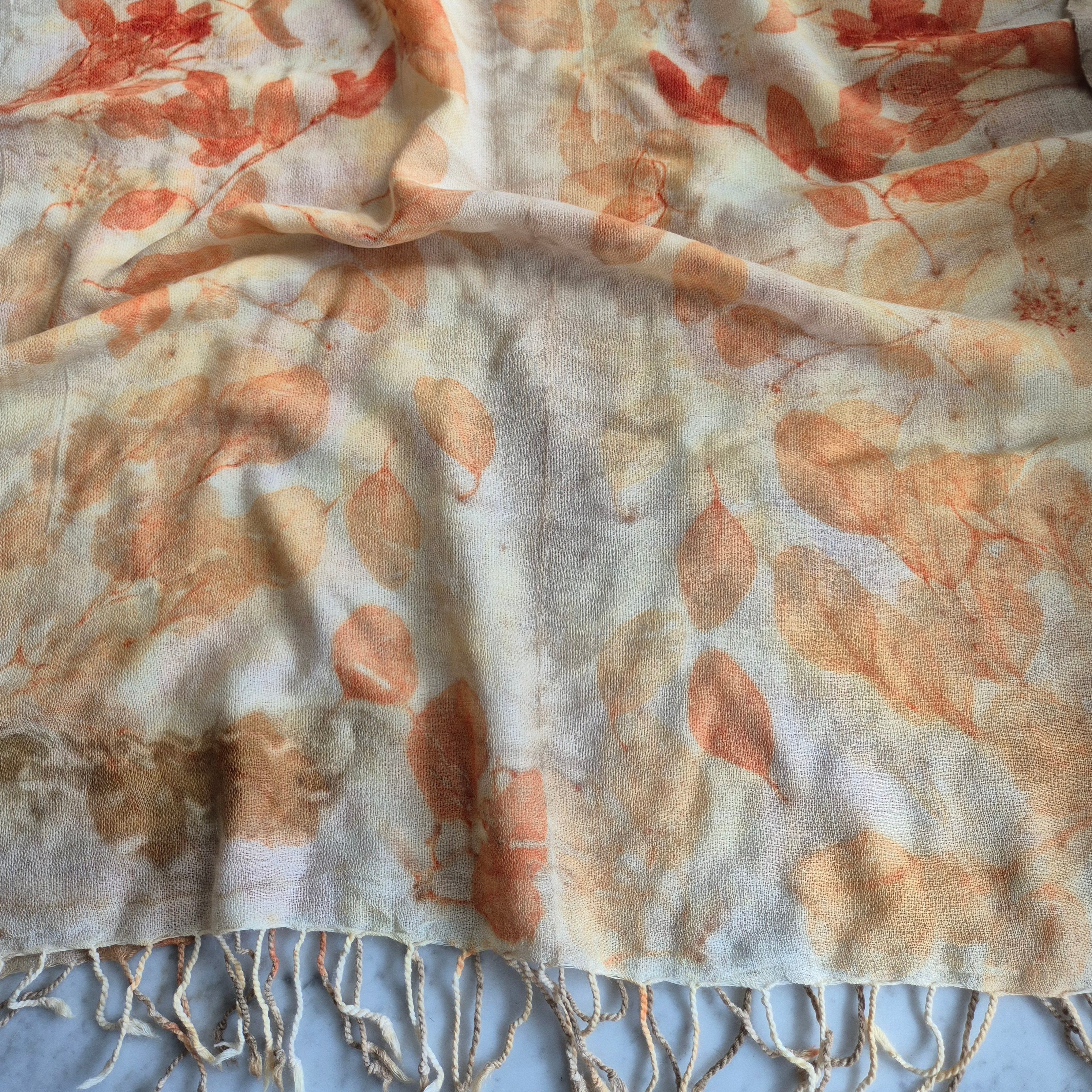 Pure merino wool fine wrap ecoprinted