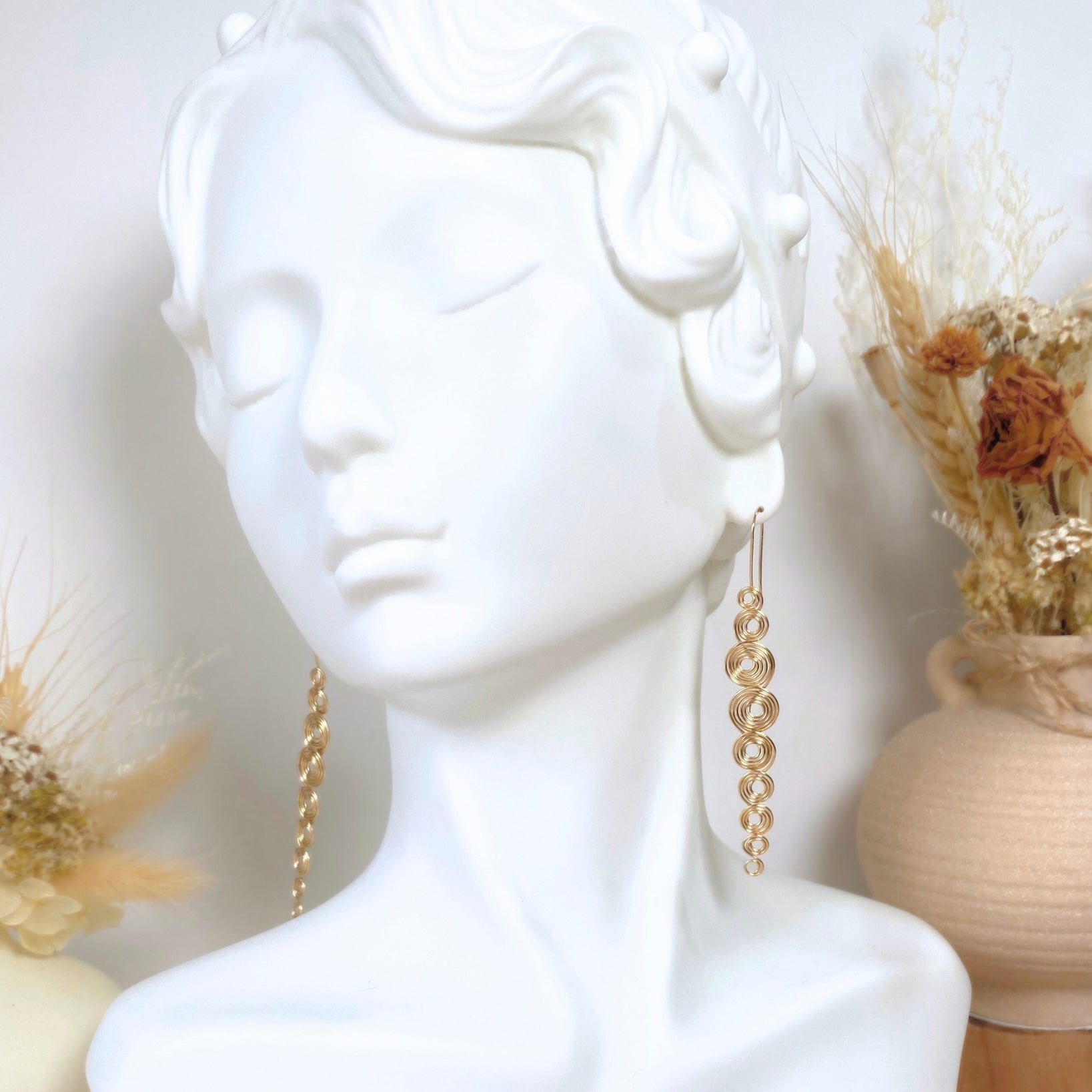 Multi spirals gold dangle earrings  | 14k gold-filled | Celtic-inspired statement jewellery