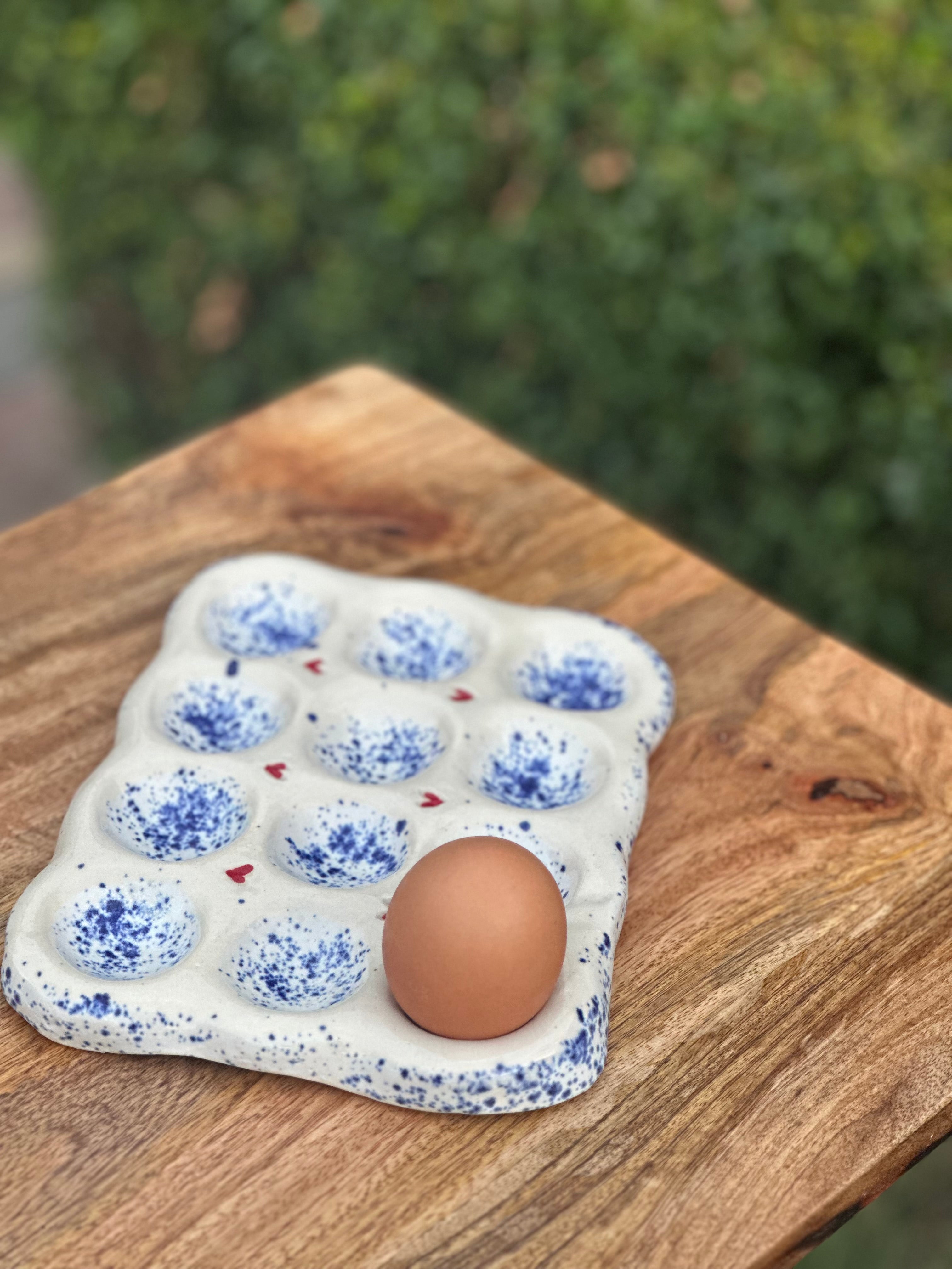 Egg Holder - Blue and White