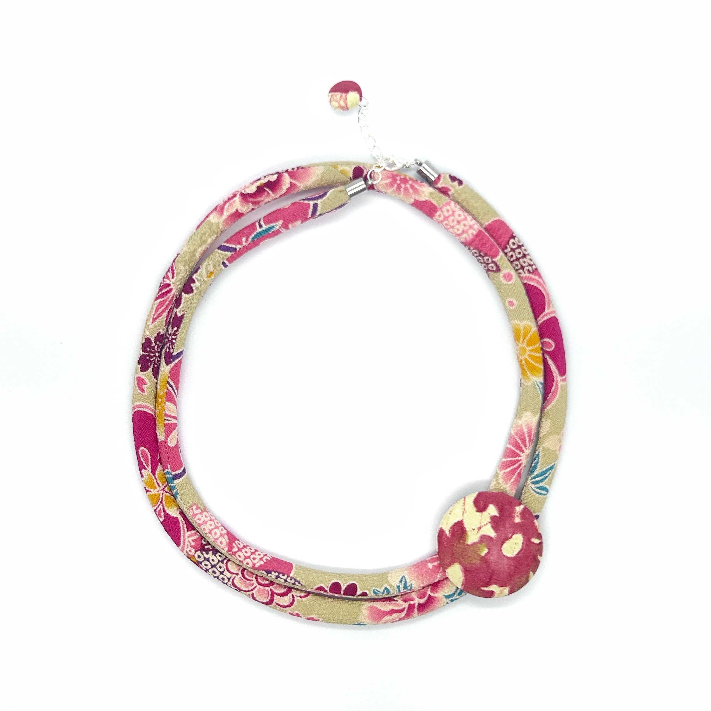 Kimono Cord Necklace - Pink Blossom