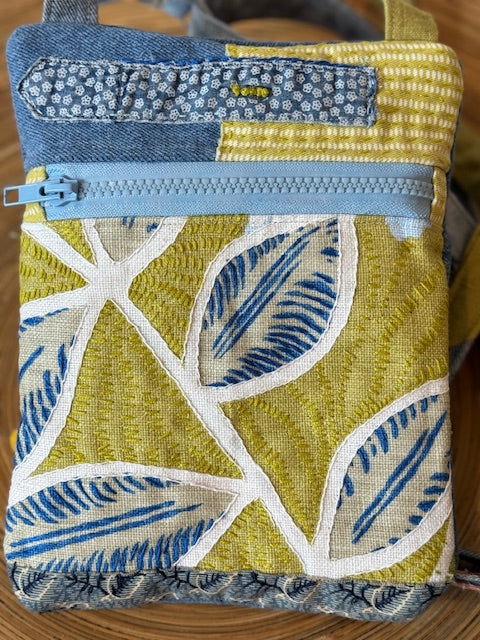 Crossbody Bag - Unique - Embroidered - Textile Art - Collage