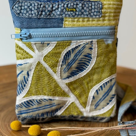 Crossbody Bag - Unique - Embroidered - Textile Art - Collage