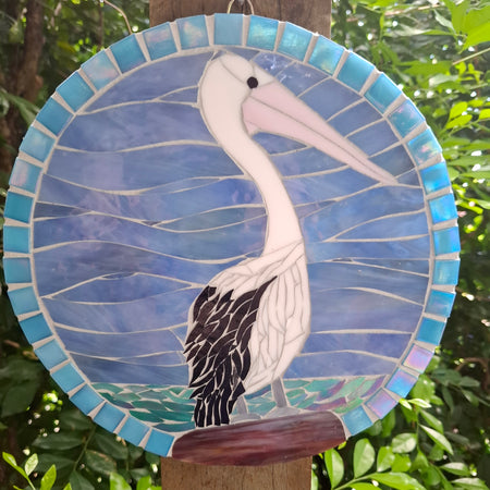 Fabulous Stained Glass Mosaic Pelican