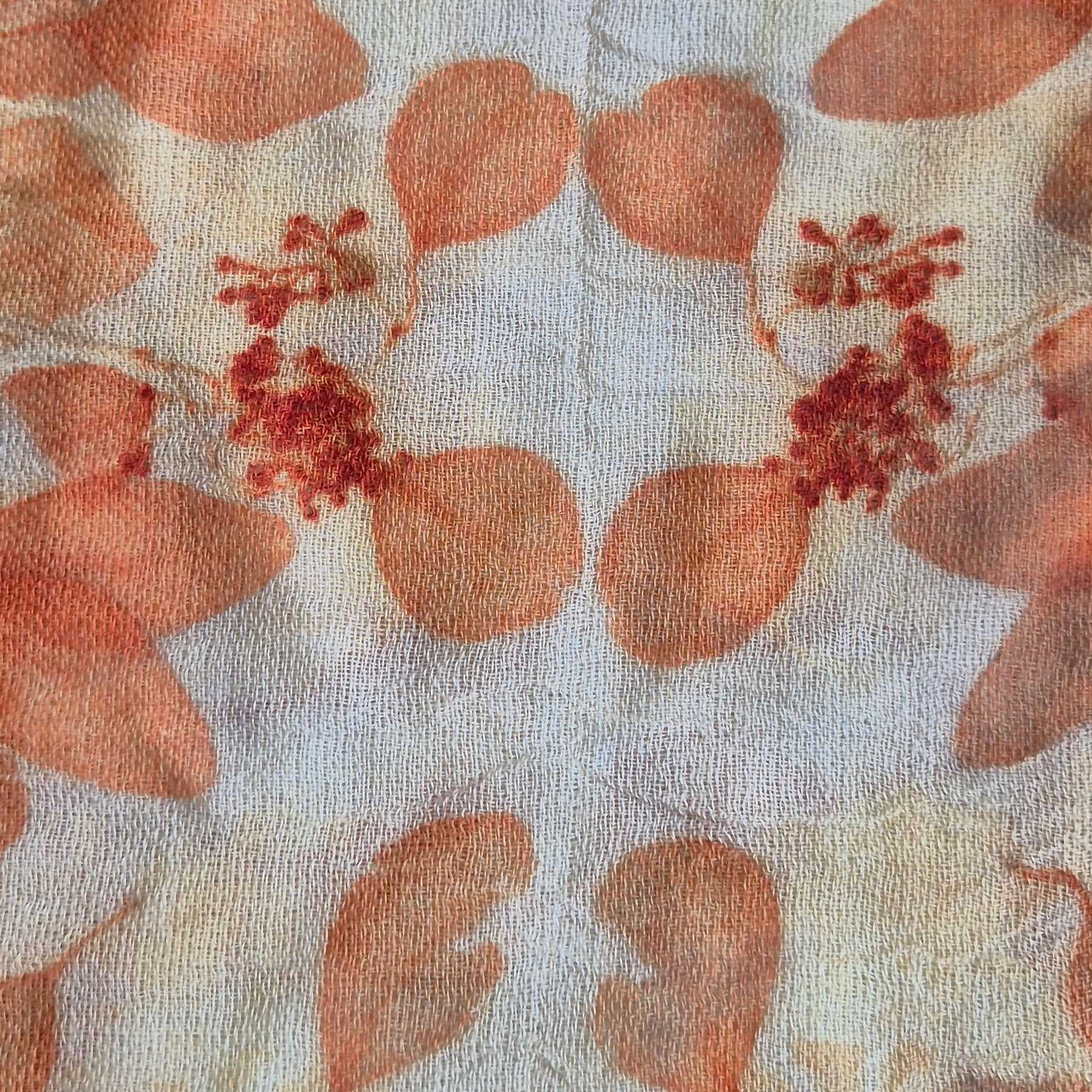 Pure wool luxury scarf ecoprinted eucalyptus