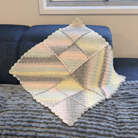 #052 Corner to Corner Squares Lap Blanket/ Throw Rug