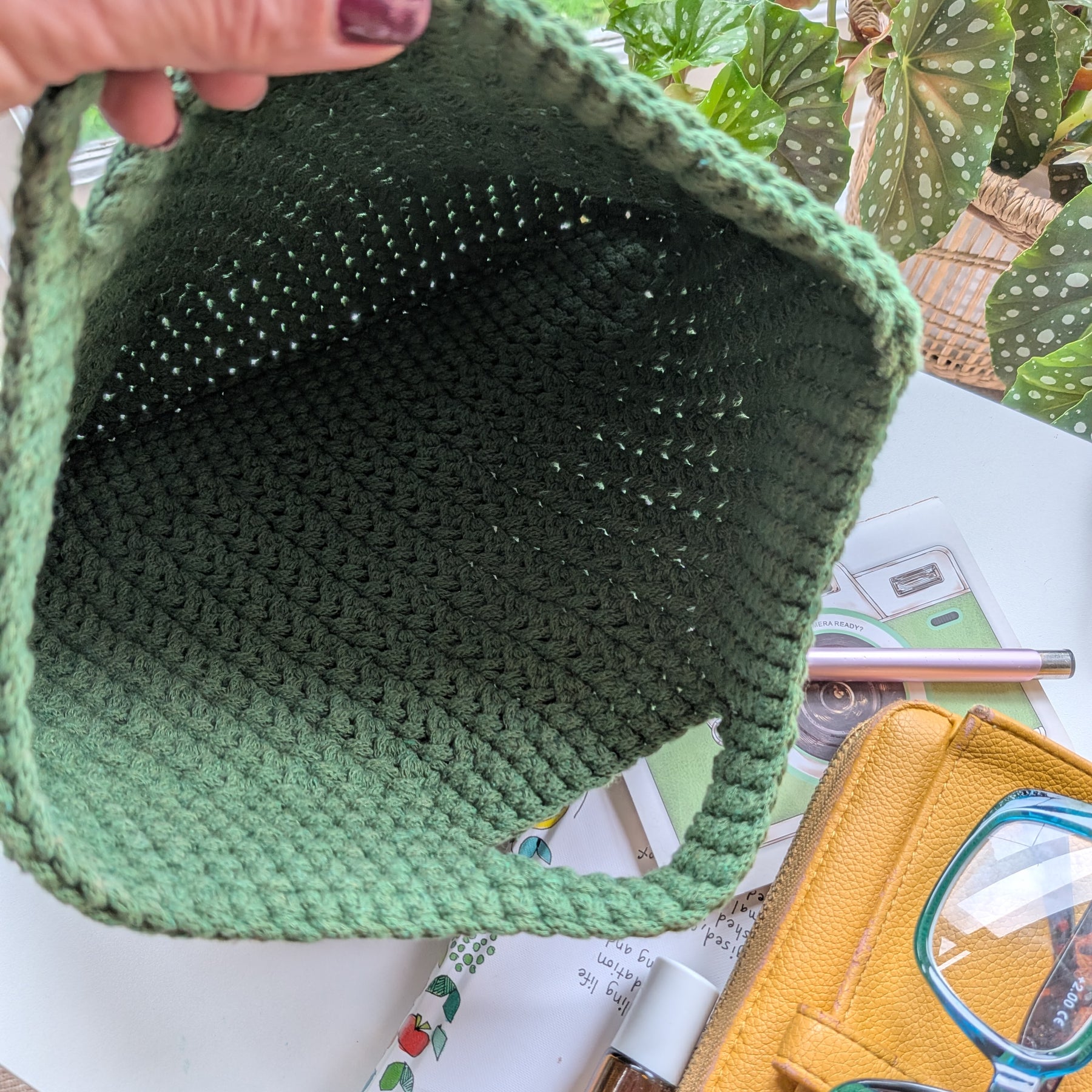 The Yarra Bag, Handmade Crochet Everyday Handbag in Fern Green