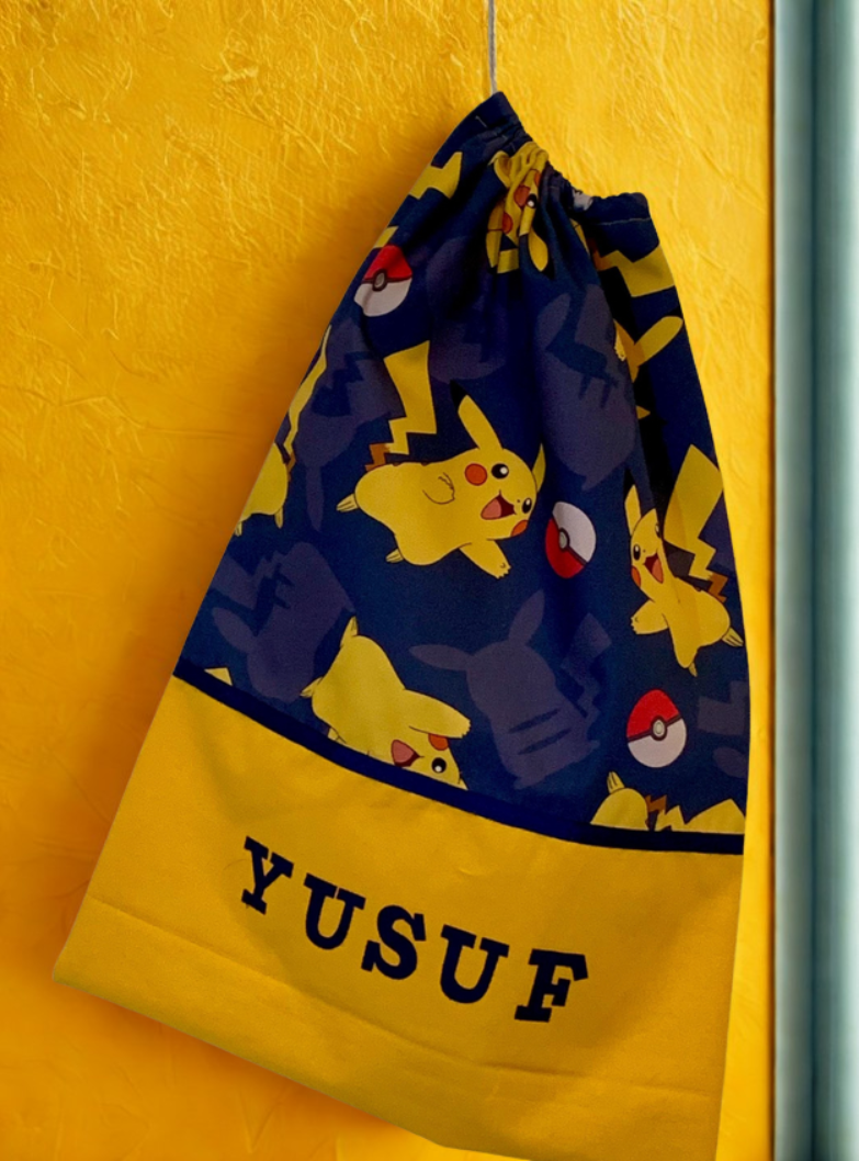 Children's Library Bag , Handmade, Personalised - Pokemon, Pikachu