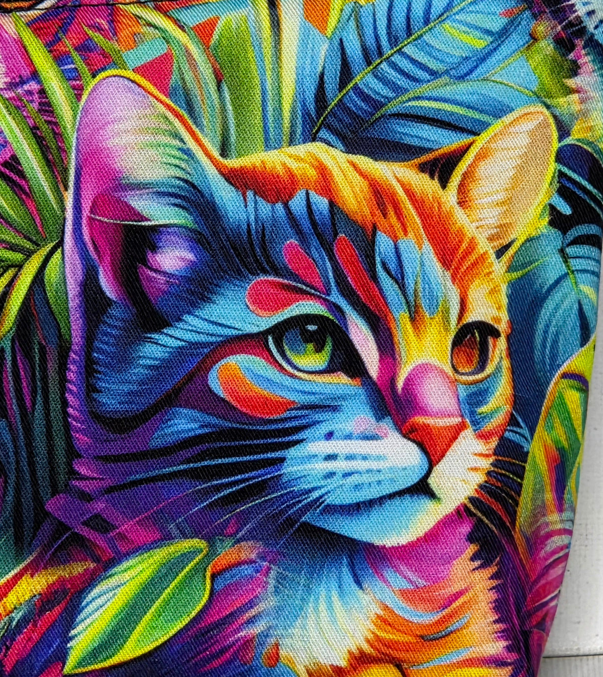 Zippered Pouch with colourful cats, size Large