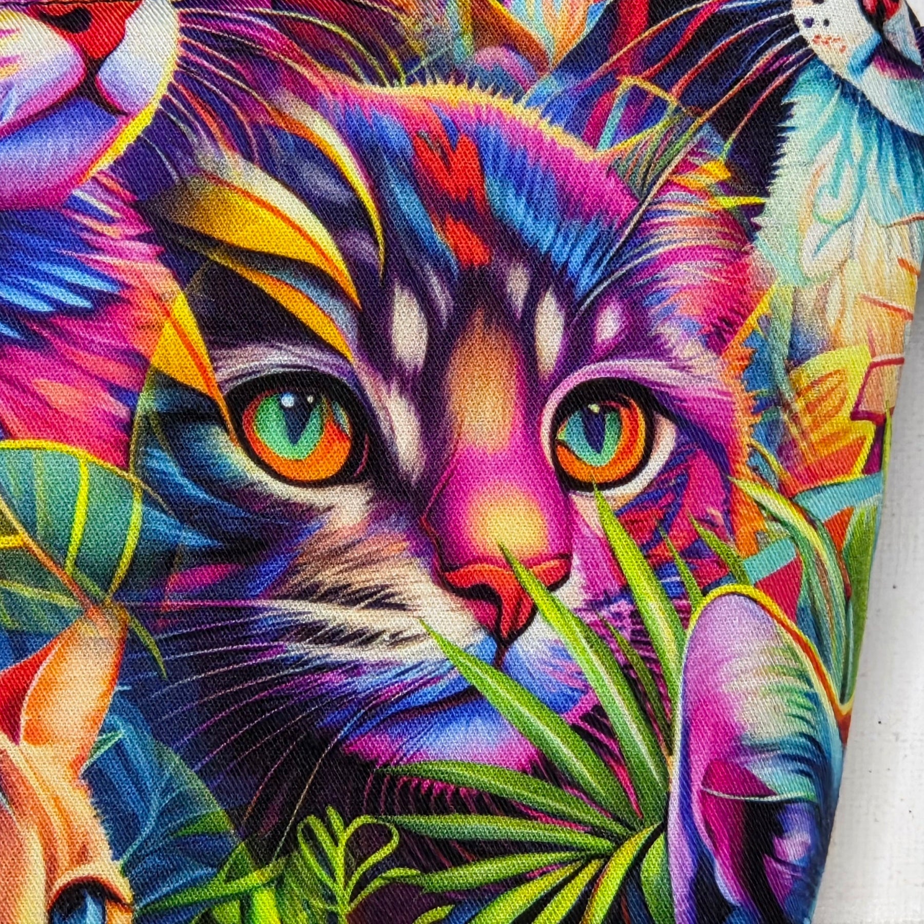 Zippered Pouch with colourful cats, size Large