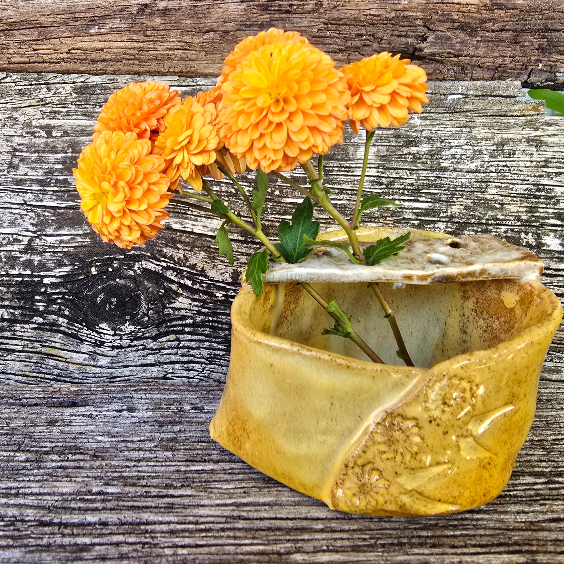 Rustic yellow vase