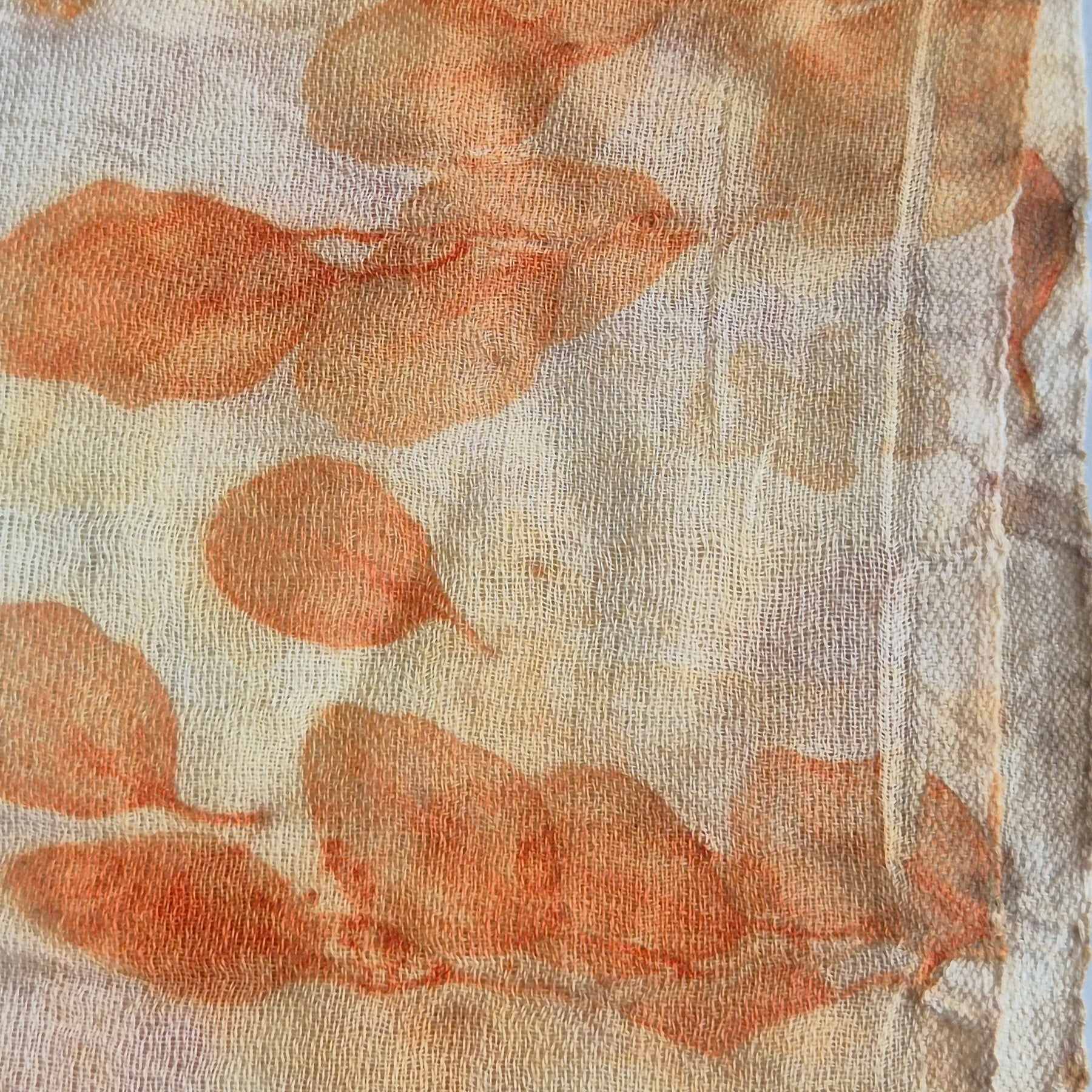 Pure wool luxury scarf ecoprinted eucalyptus