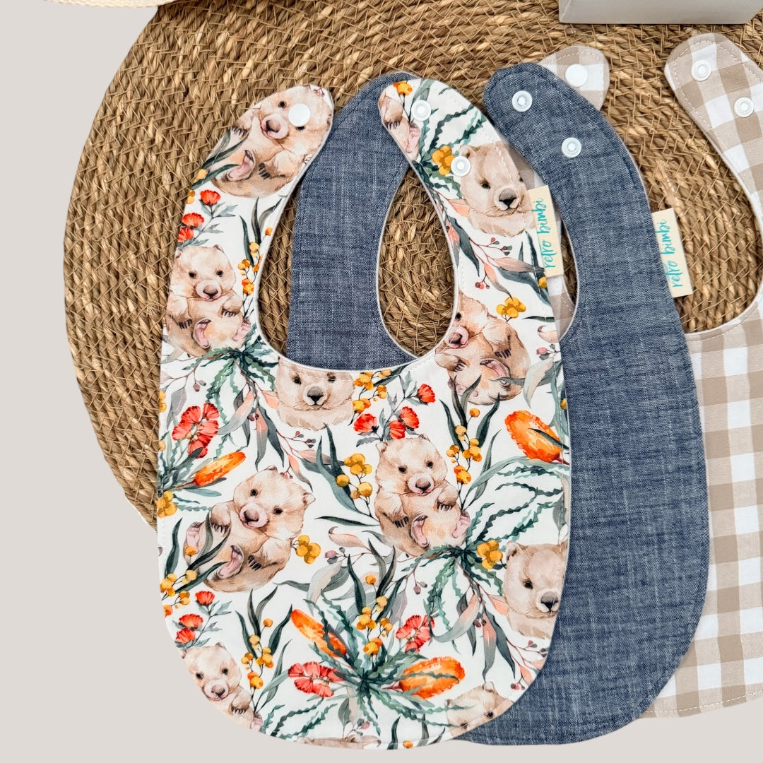 3 Bib Bundle - Wombat - Australiana - Cotton