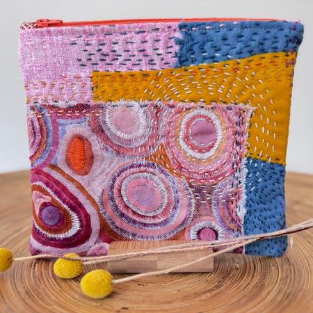 Zipper Pouch - Textile Collage - Water Dreaming