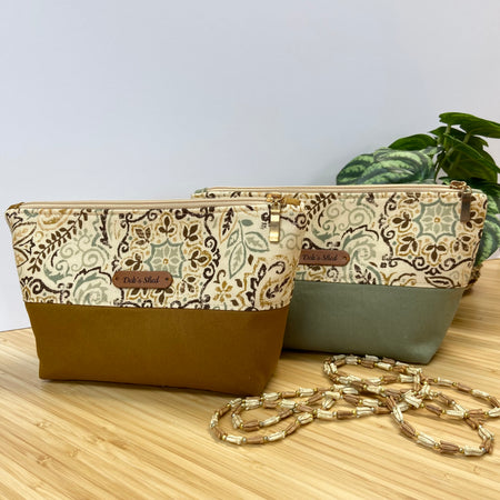 Two-Tone Zipper Pouch - Boho