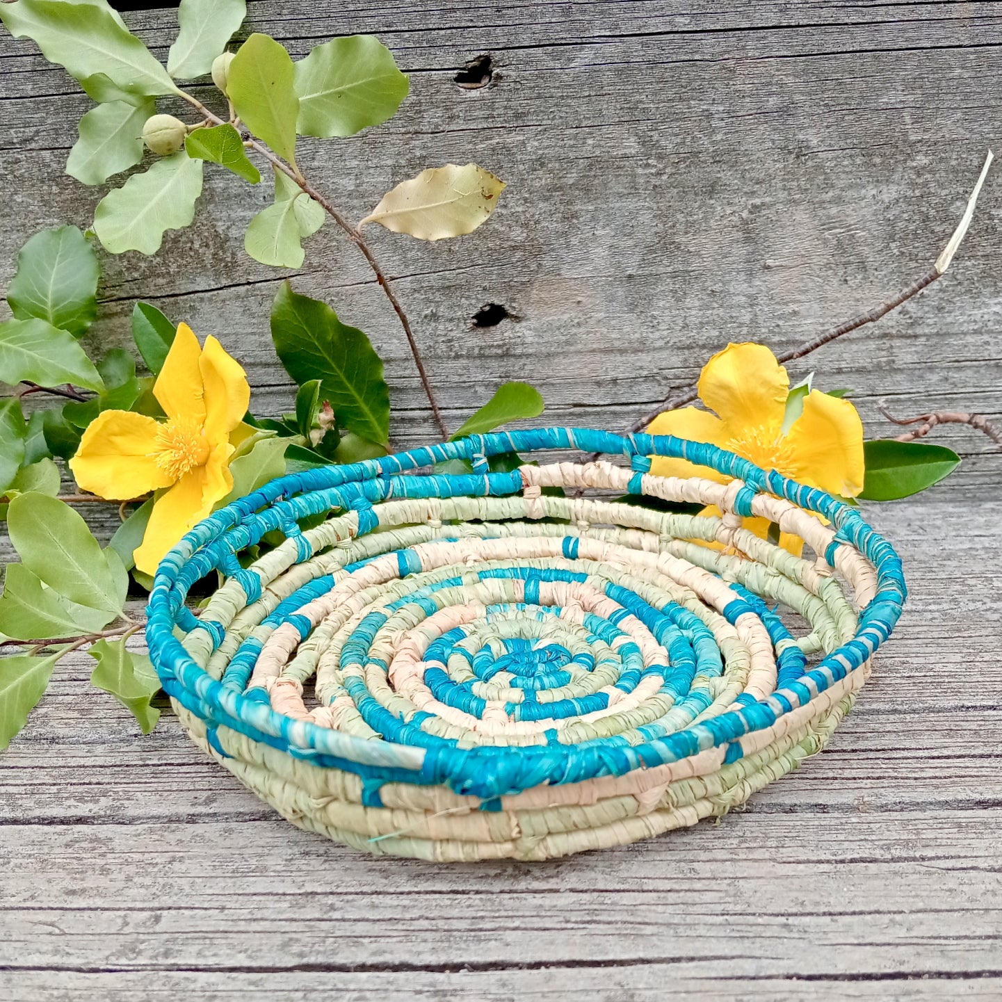 Small ornamental basket in ocean colours