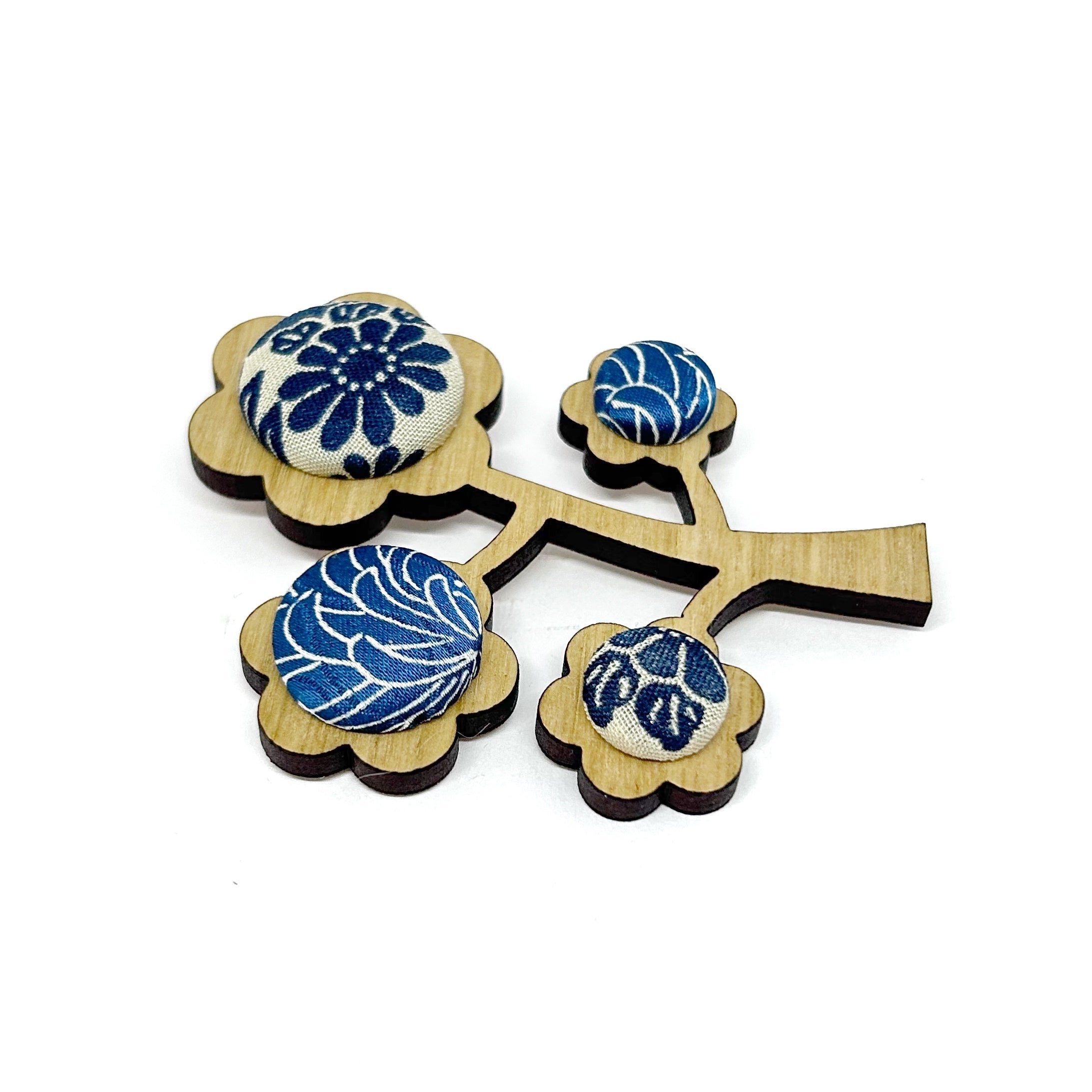 Kimono Tree Brooch - Cool Blues