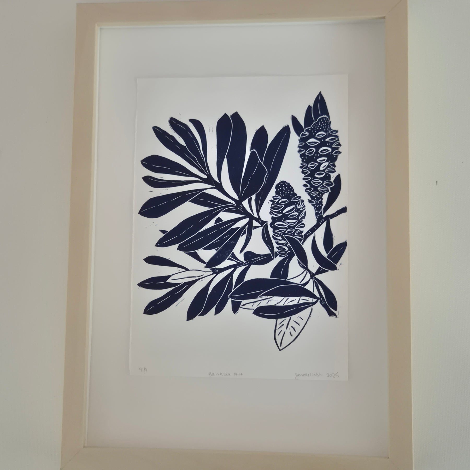 Linocut print Banksia