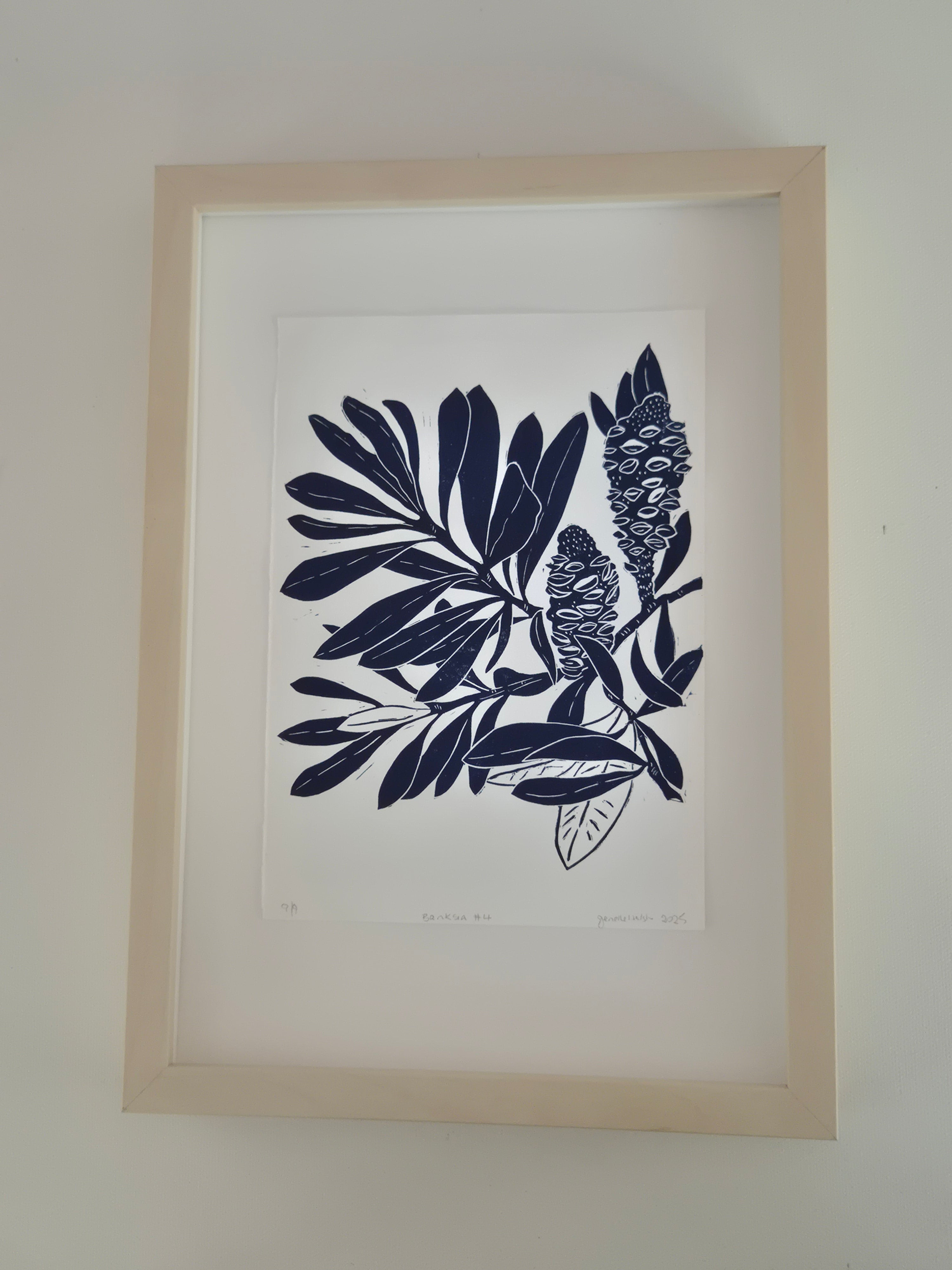 Linocut print Banksia