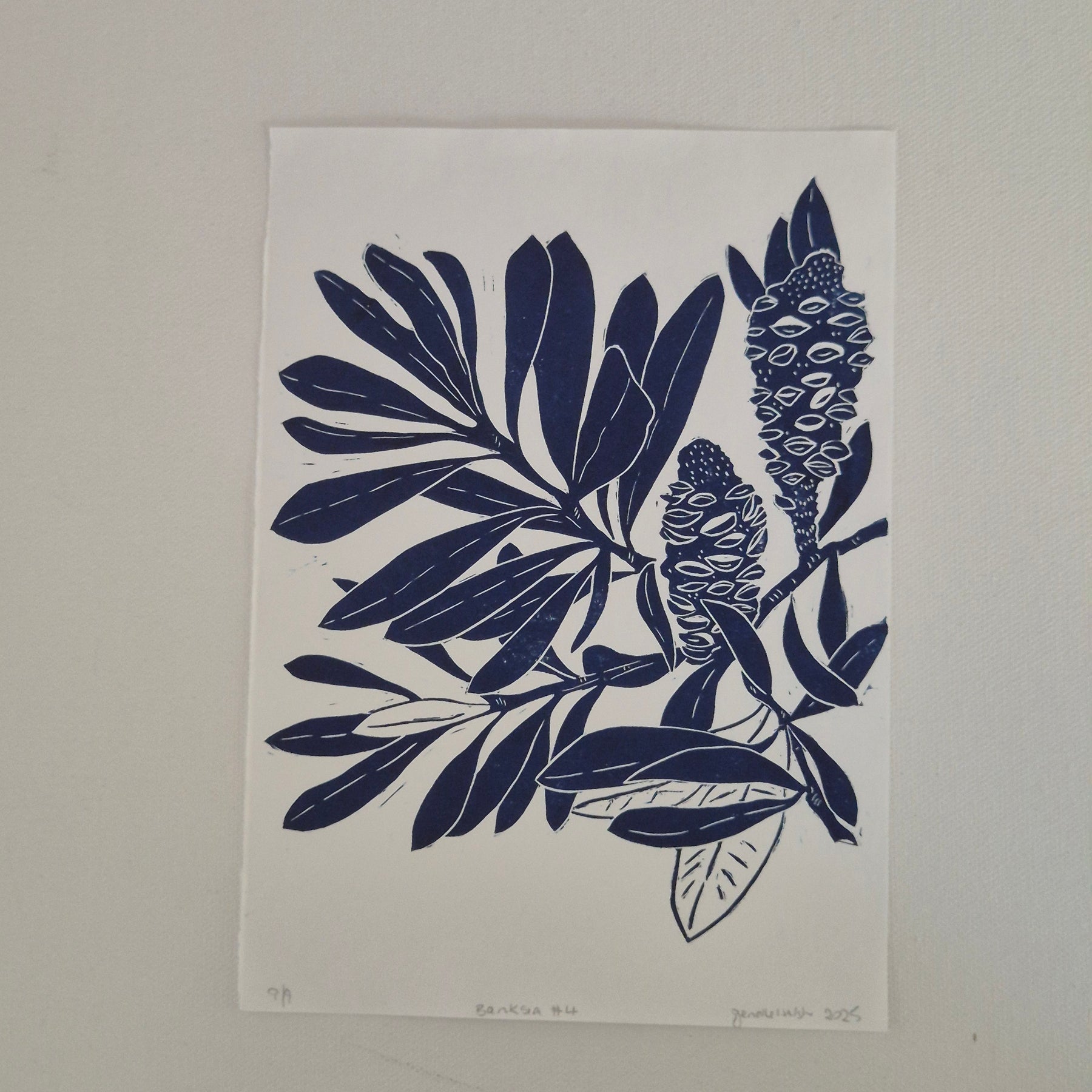 Linocut print Banksia