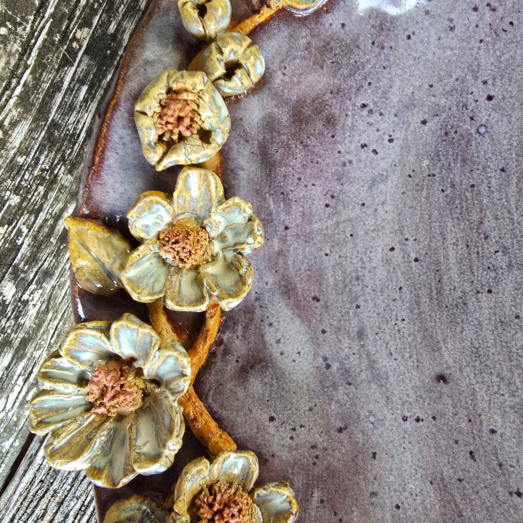 Purple flowered fruit bowl
