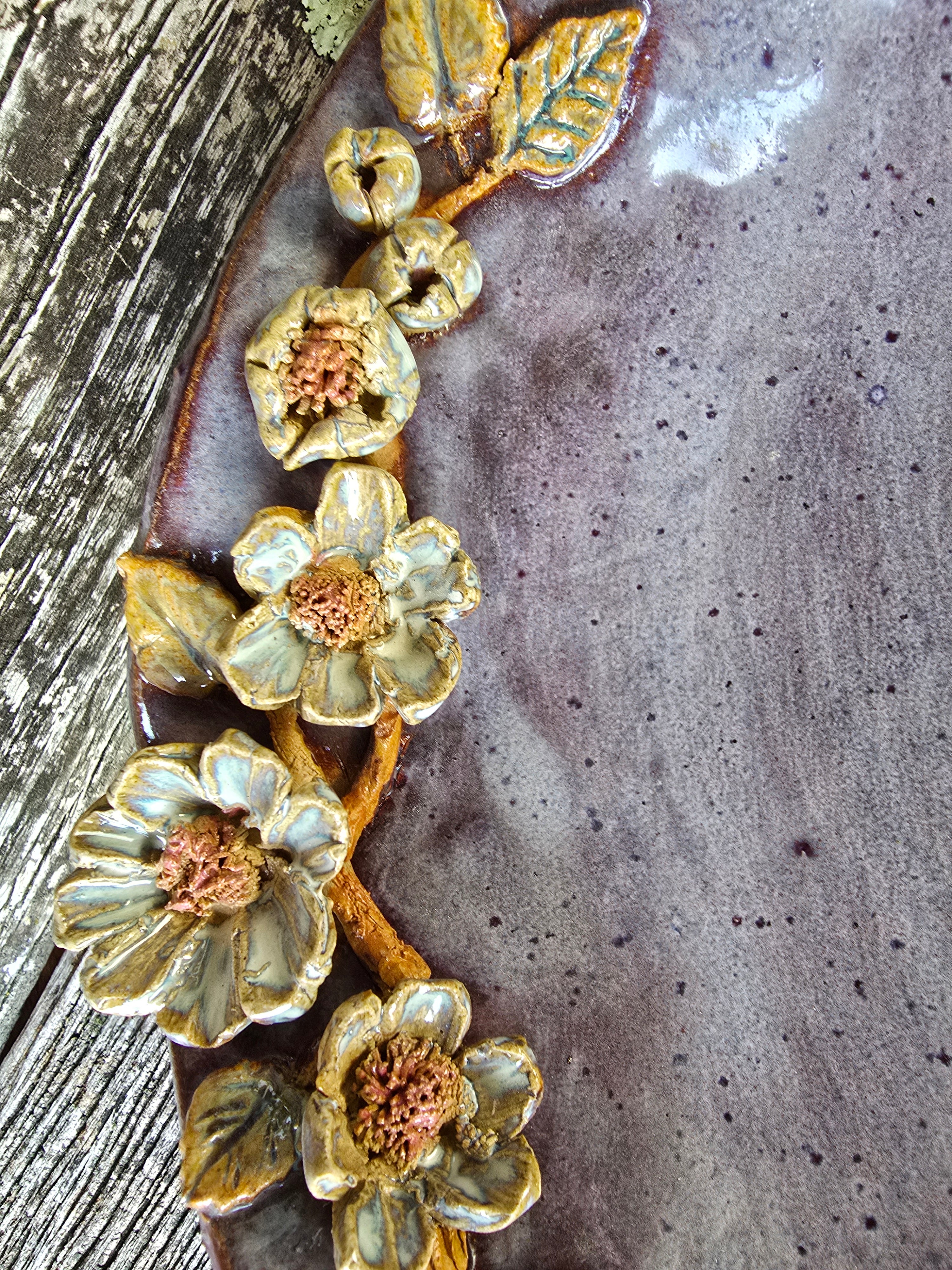 Purple flowered fruit bowl