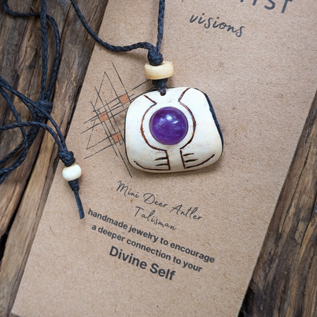•| AMETHYST | DEER ANTLER |• natural crystal necklace talisman