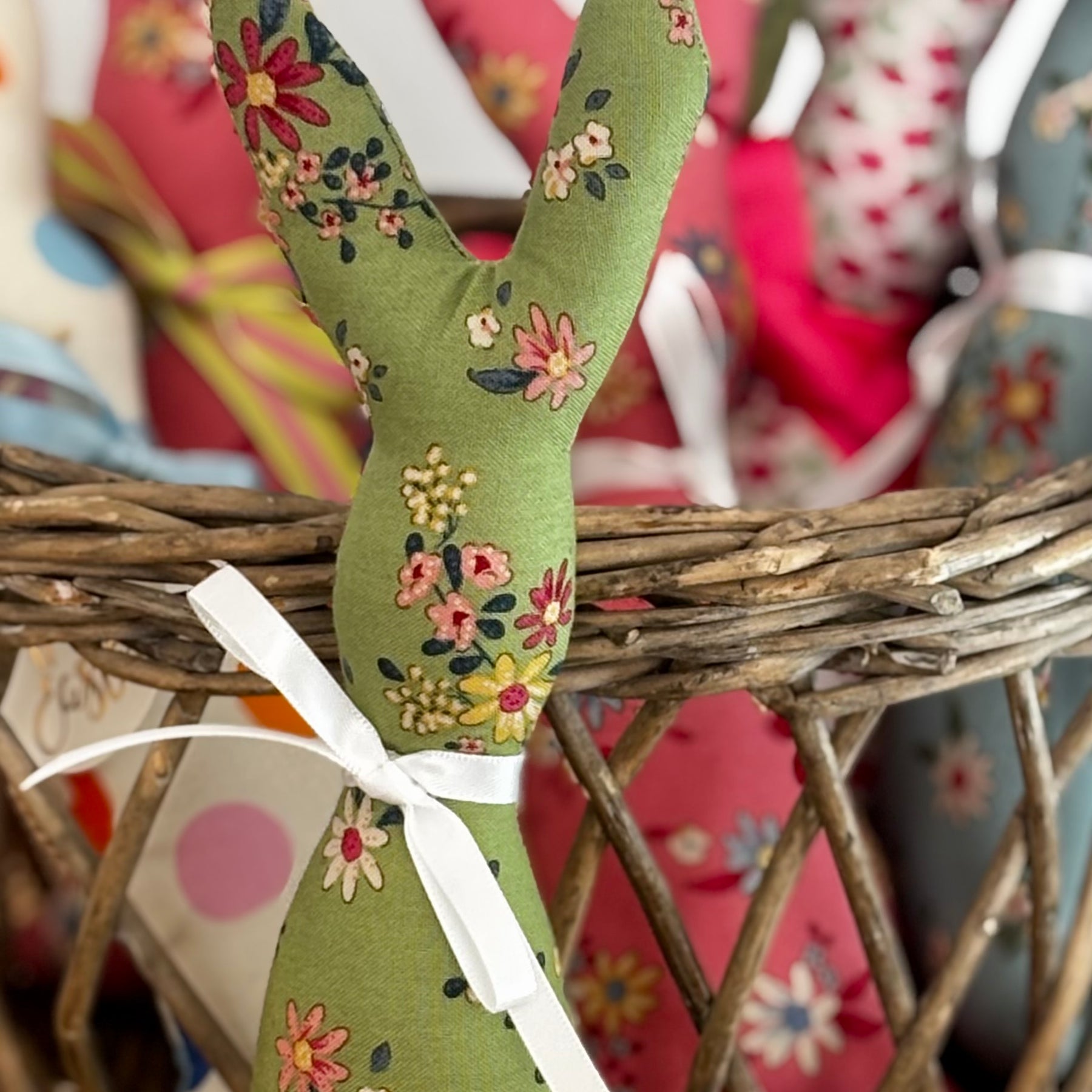 Green Handmade Fabric Easter Bunny