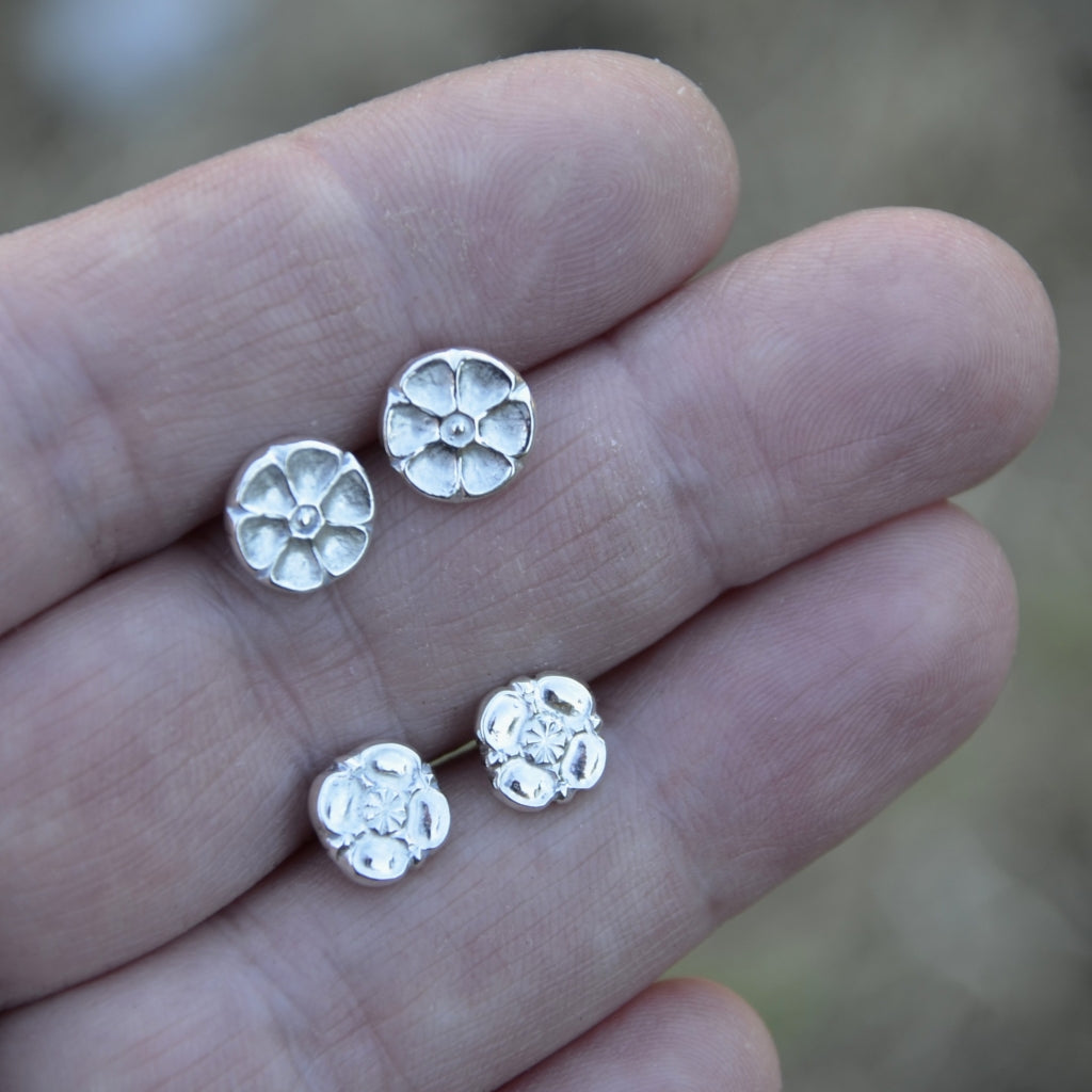 Flower Studs - Recycled Silver