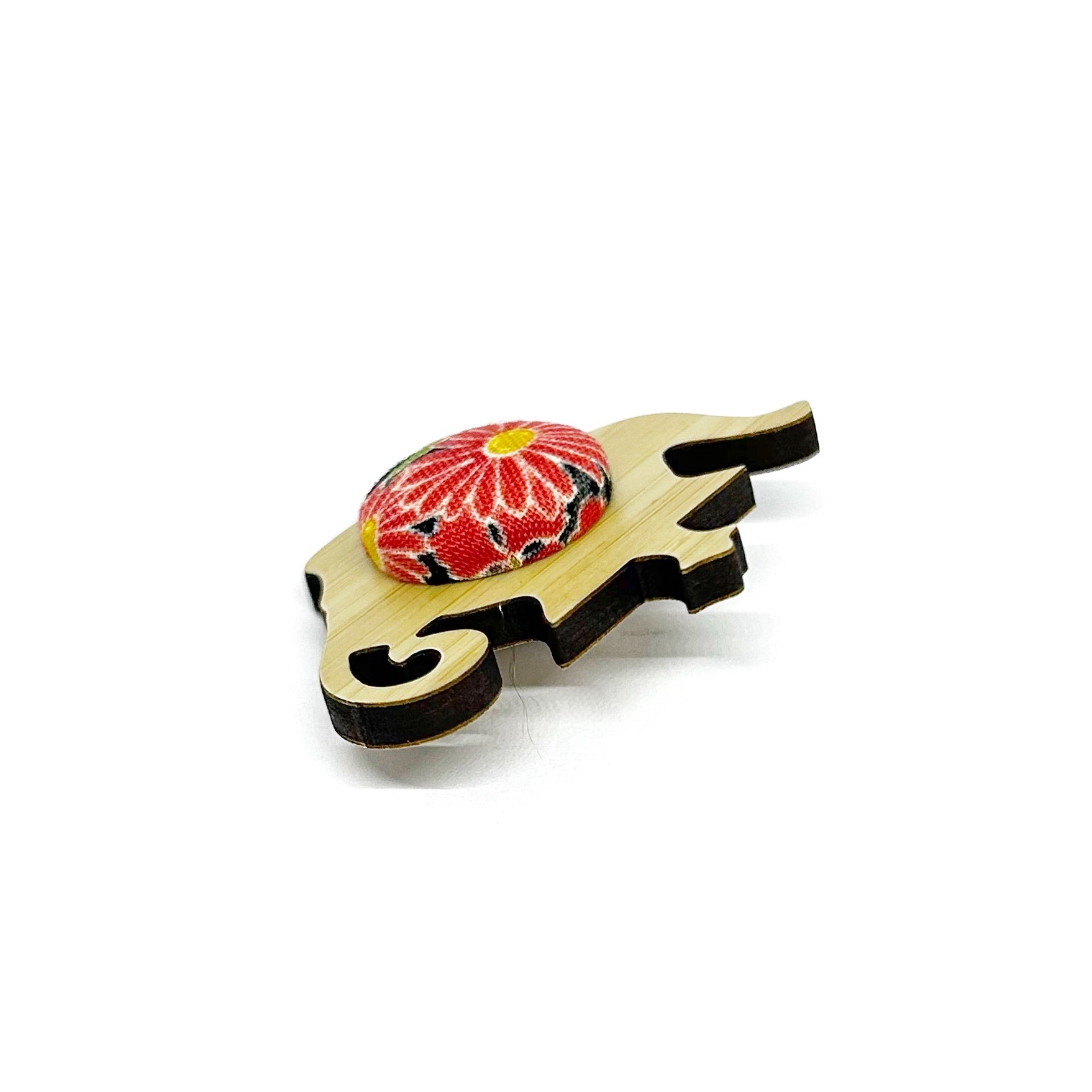 Anyone for a Cuppa Brooch - Red Daisy