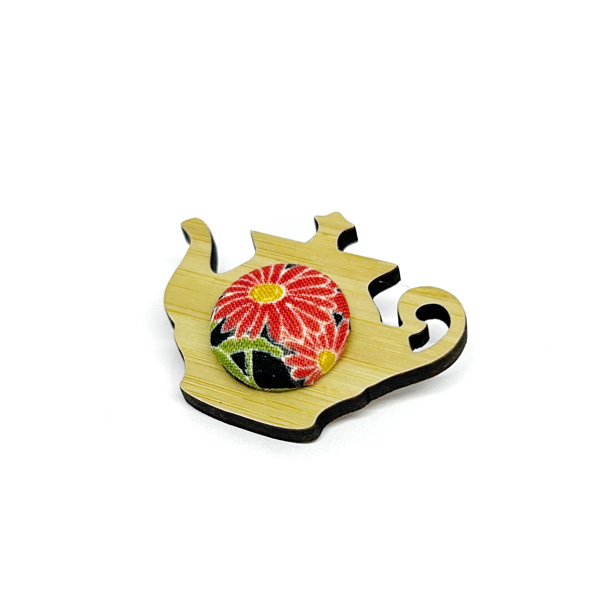 Anyone for a Cuppa Brooch - Red Daisy