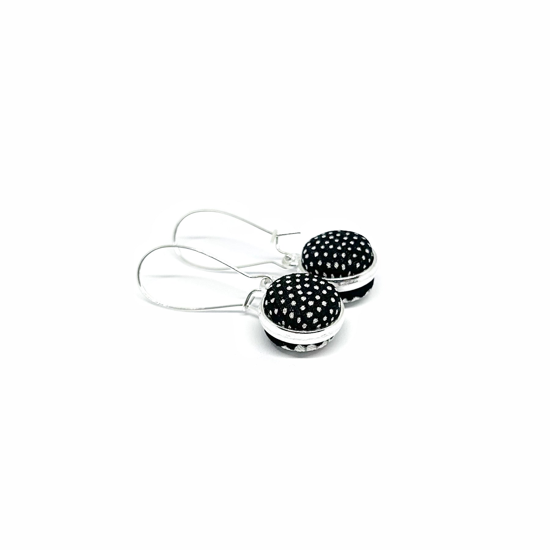 Double Sided Fabric Button Earrings - Daisy