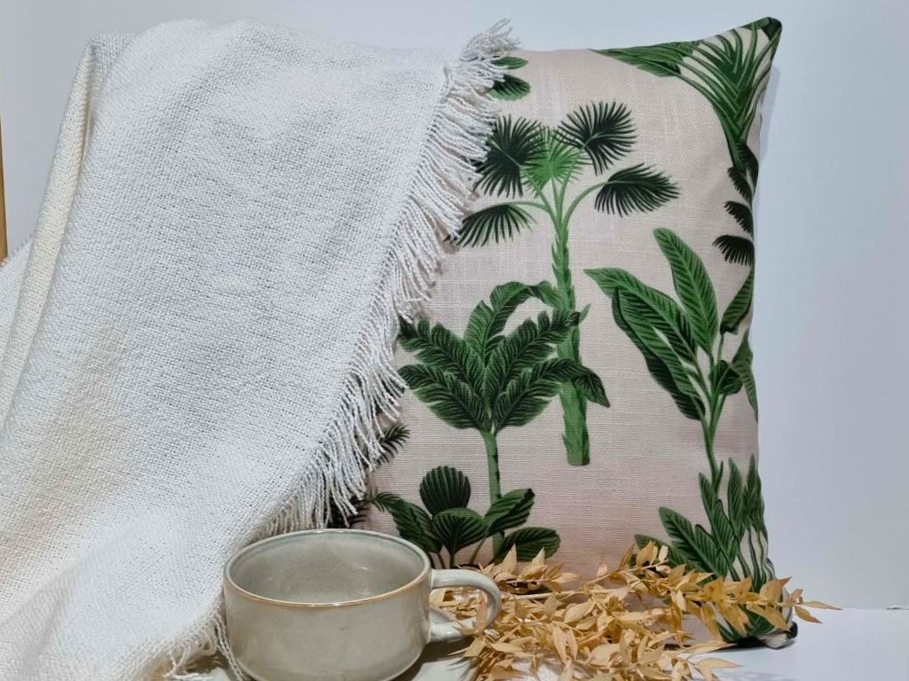 Palms Print Cushion Covers.-Coastal Living 45x45cm