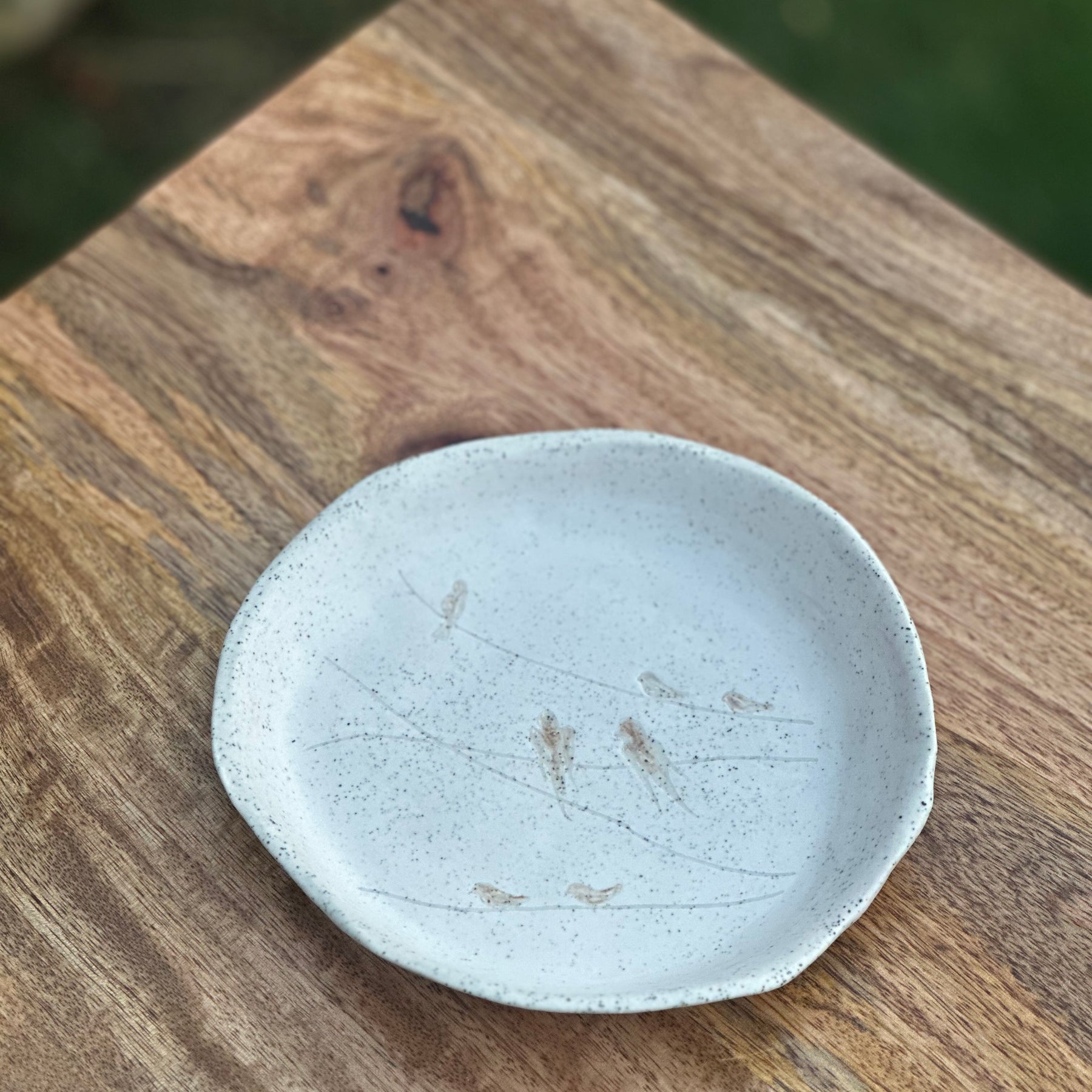 Handmade Ceramic Plate - Birds on a Wire