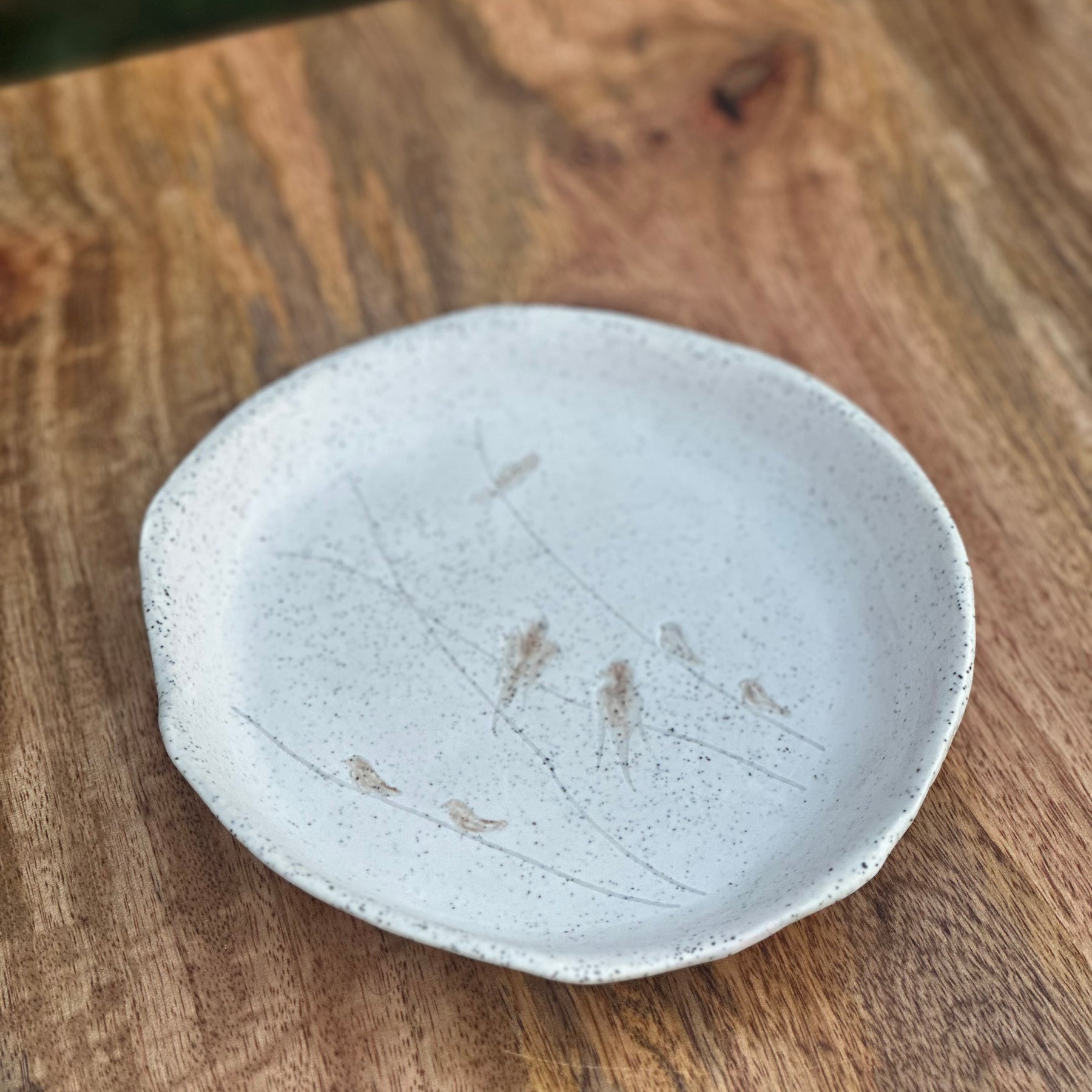 Handmade Ceramic Plate - Birds on a Wire