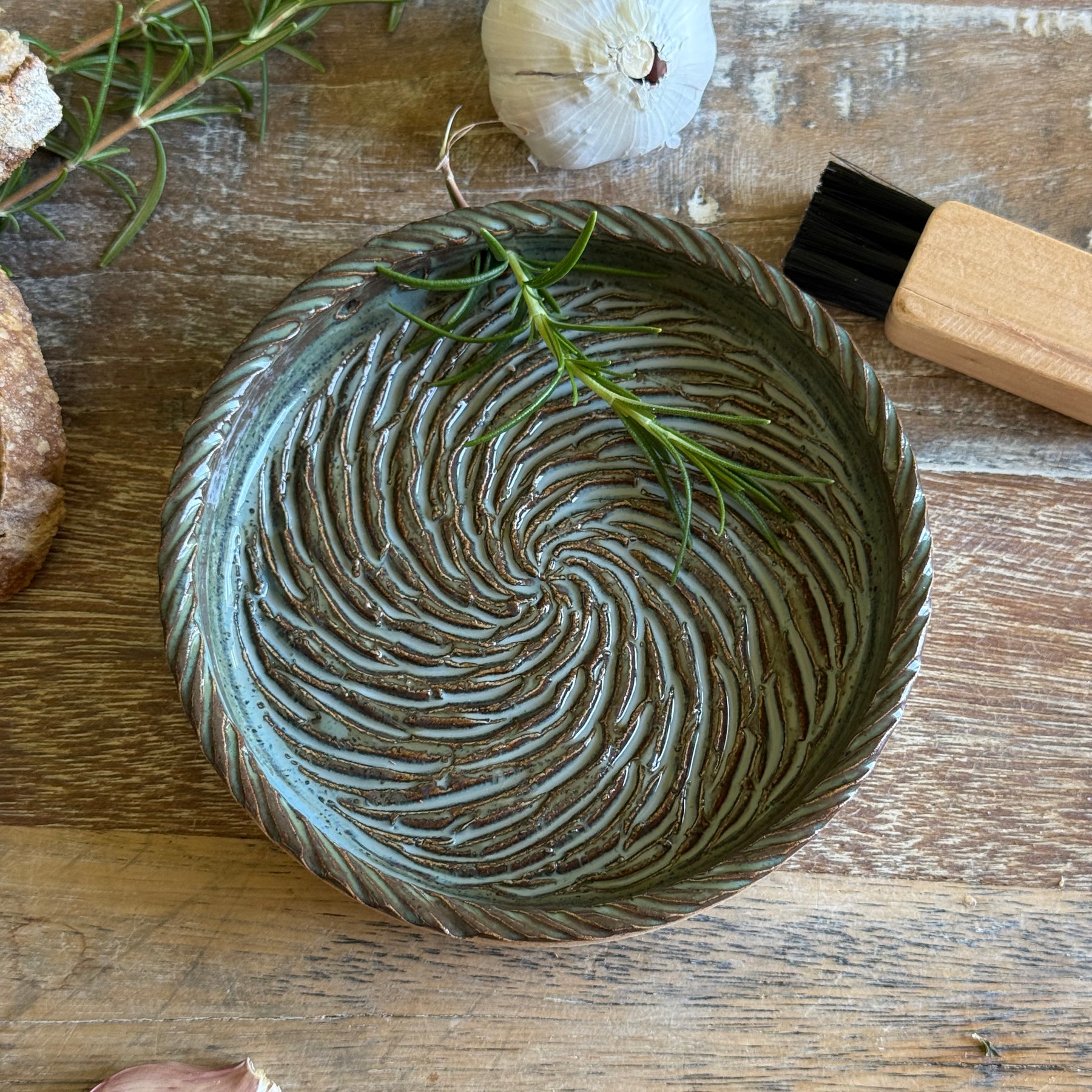 The Gathering Dish | Handmade Ceramic Garlic Grater, Herb & Dipping Dish