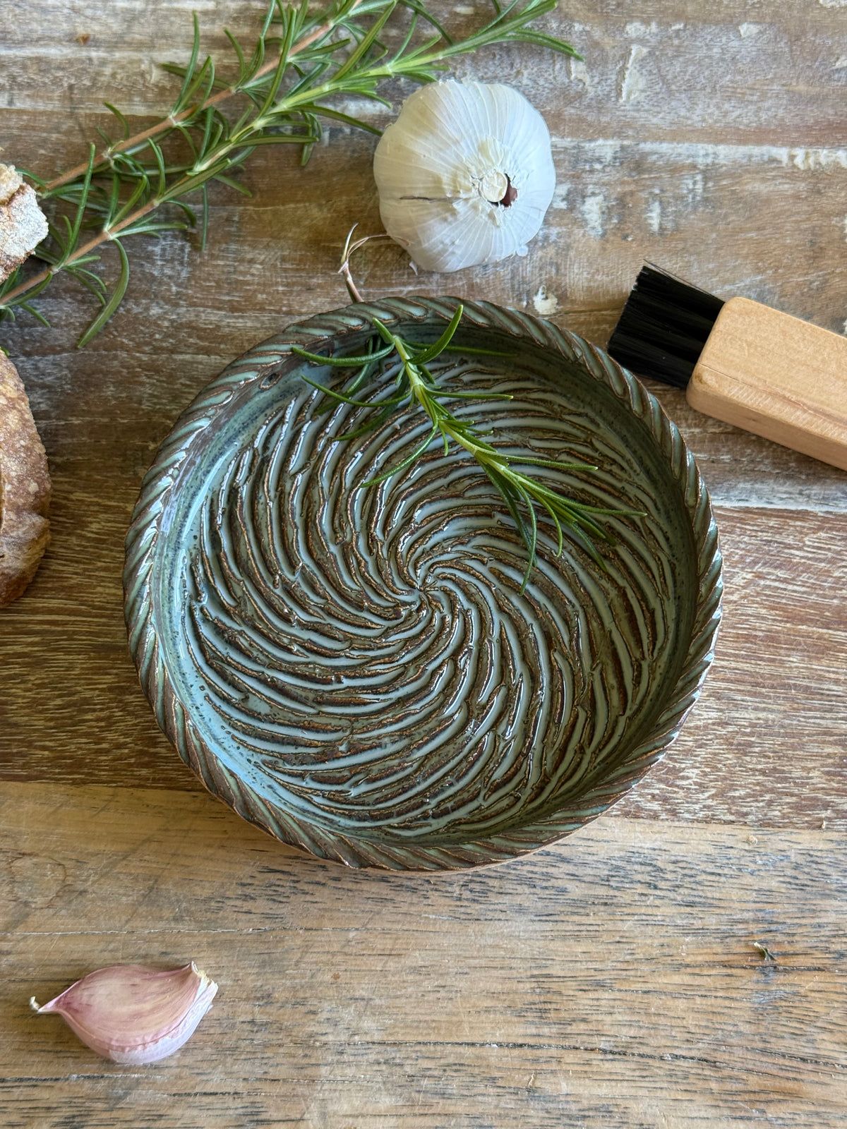 The Gathering Dish | Handmade Ceramic Garlic Grater, Herb & Dipping Dish