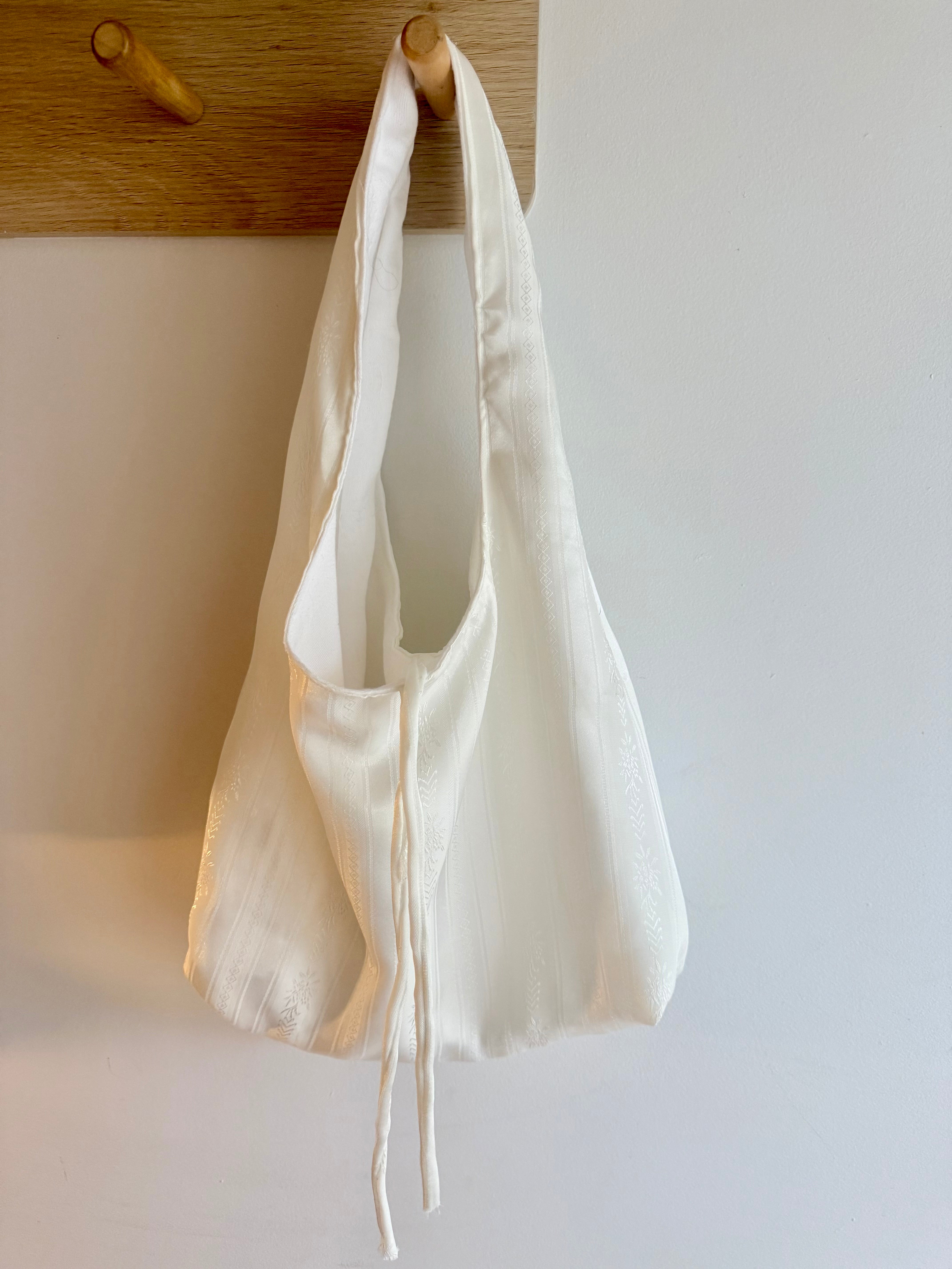 Handmade Ivory Satin Shoulder Bag
