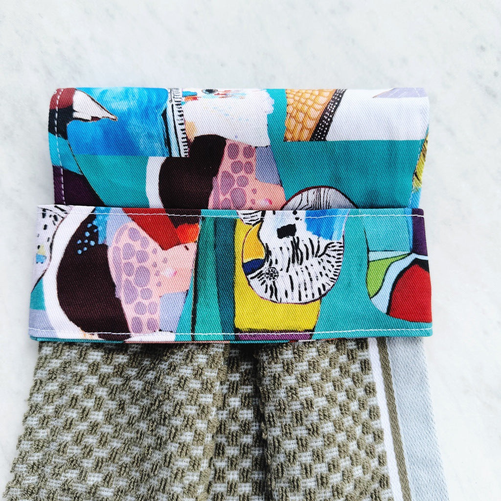Aussie birds no button, hanging kitchen hand towel.