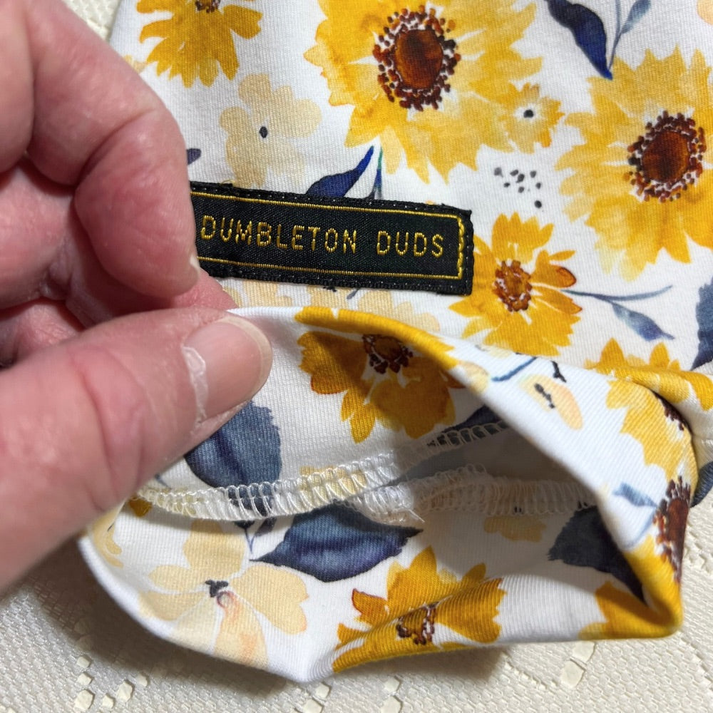 Sunflowers in Yellow | Sizes 000, 00, 0, 1 | Handmade Baby Pants by Dumbleton Duds | FREE Postage $50+