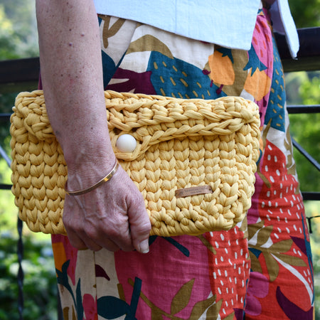 Handmade Crochet Clutch Bag Mustard