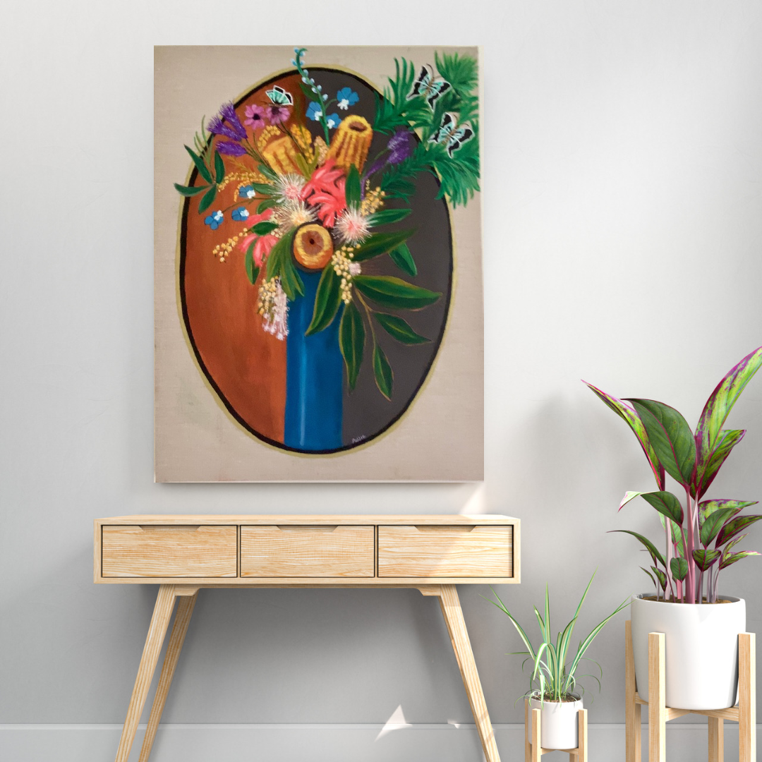 Australian Native Flowers in a blue vase