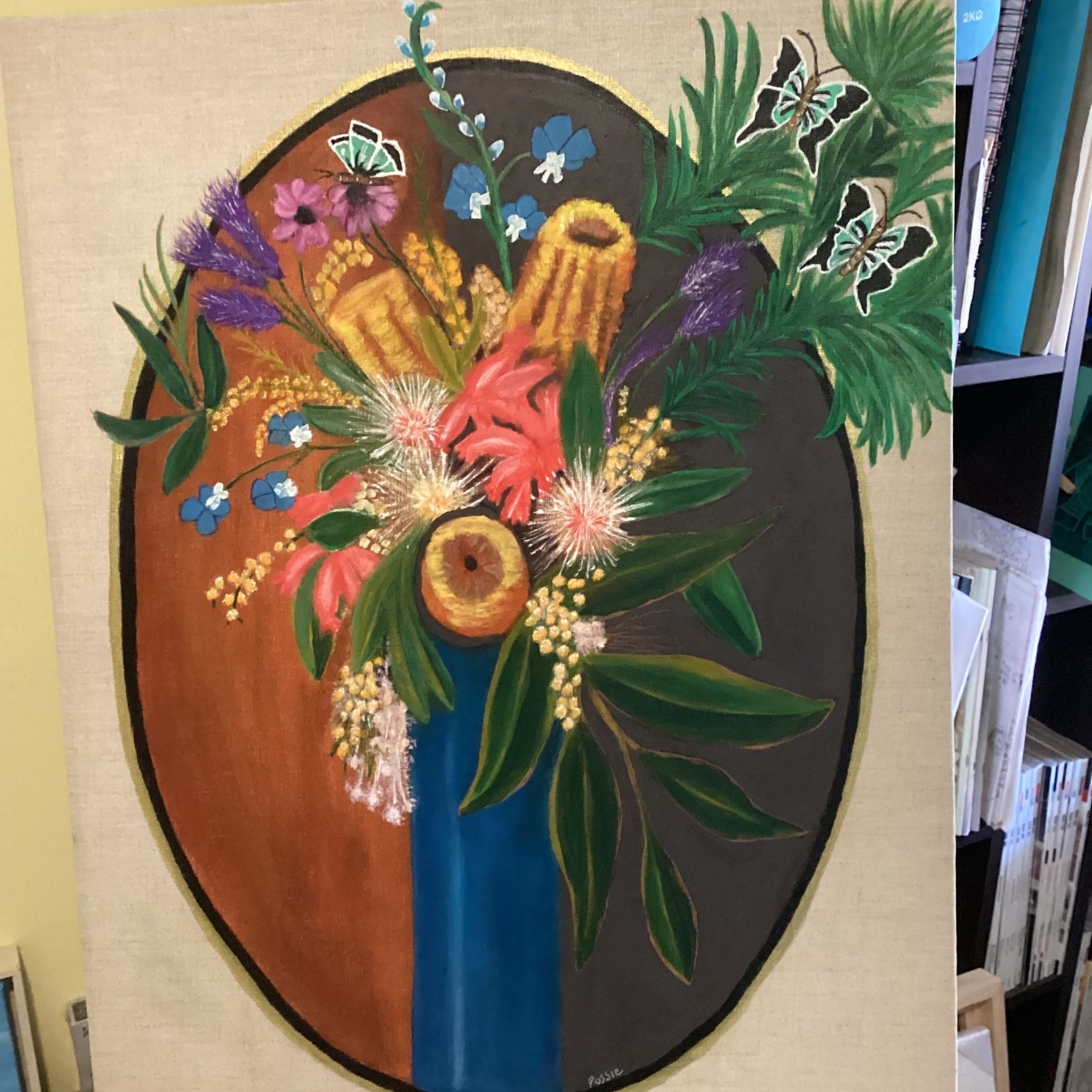 Australian Native Flowers in a blue vase
