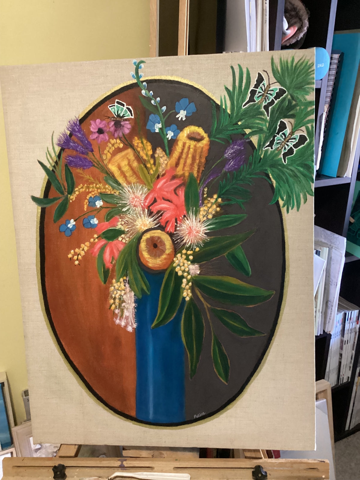 Australian Native Flowers in a blue vase