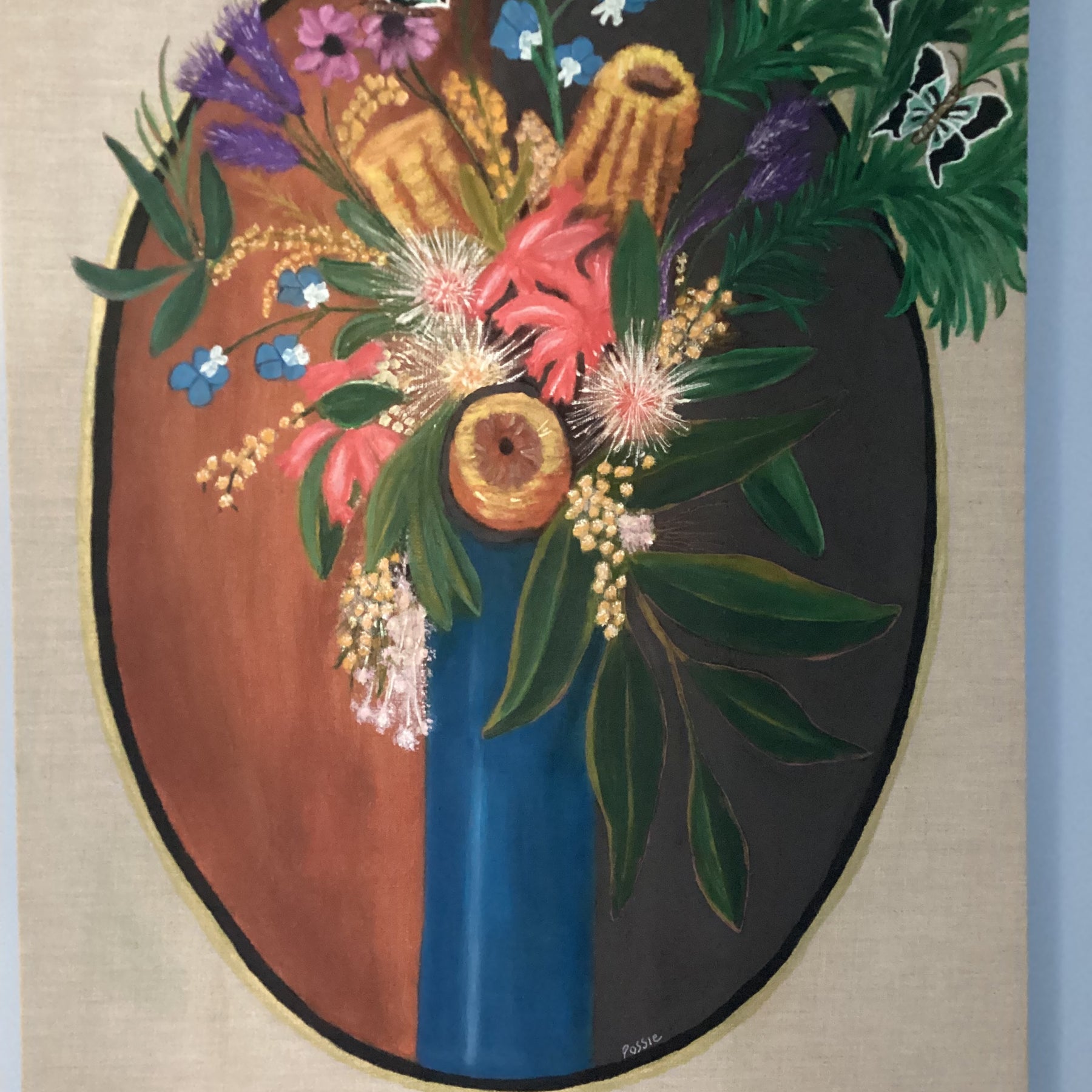Australian Native Flowers in a blue vase