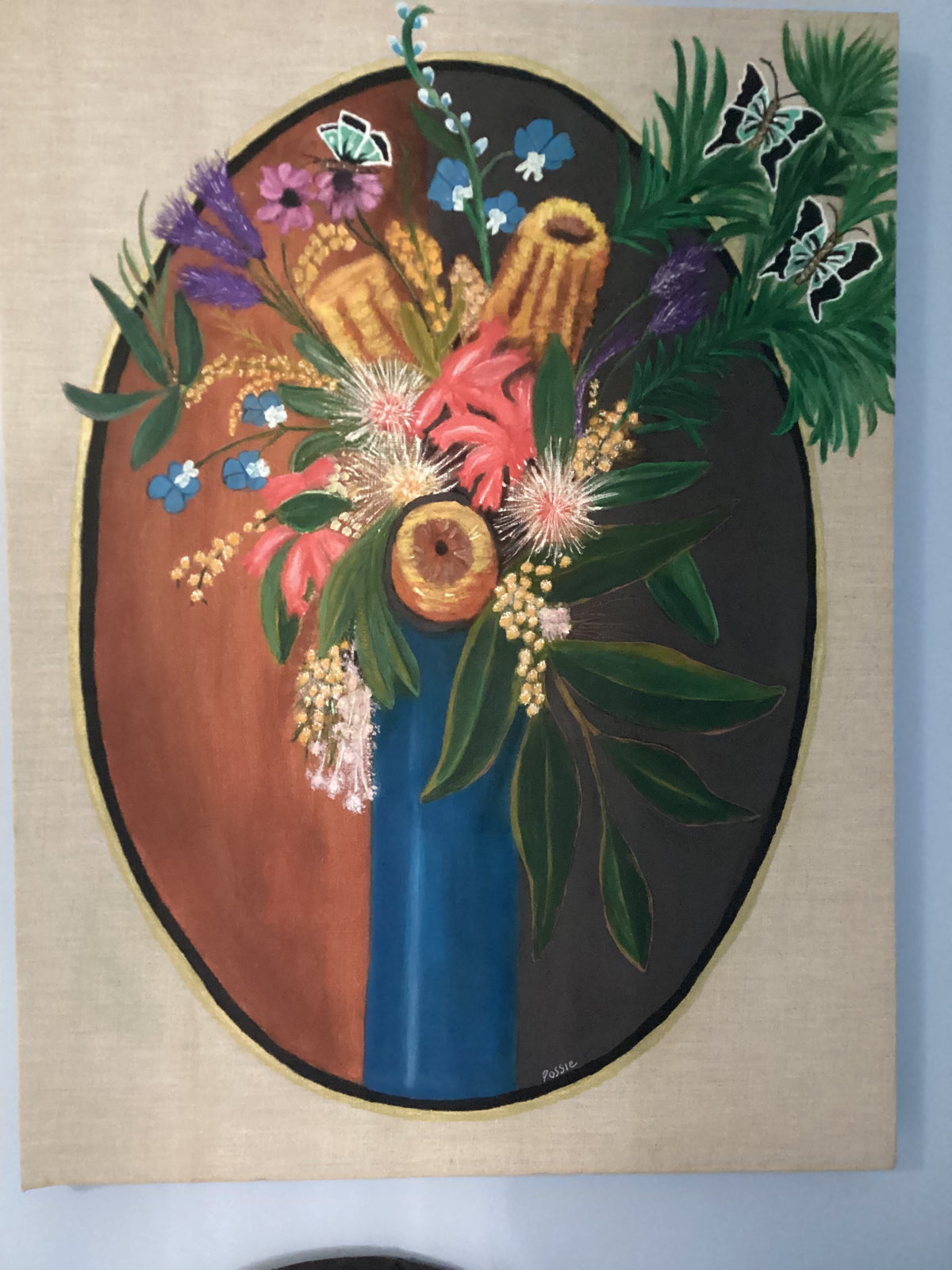 Australian Native Flowers in a blue vase